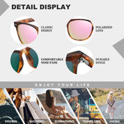 HAOLOTA 2pcs Classic Round Polarized Sunglasses for Women Men Lightweight SG8081-2P