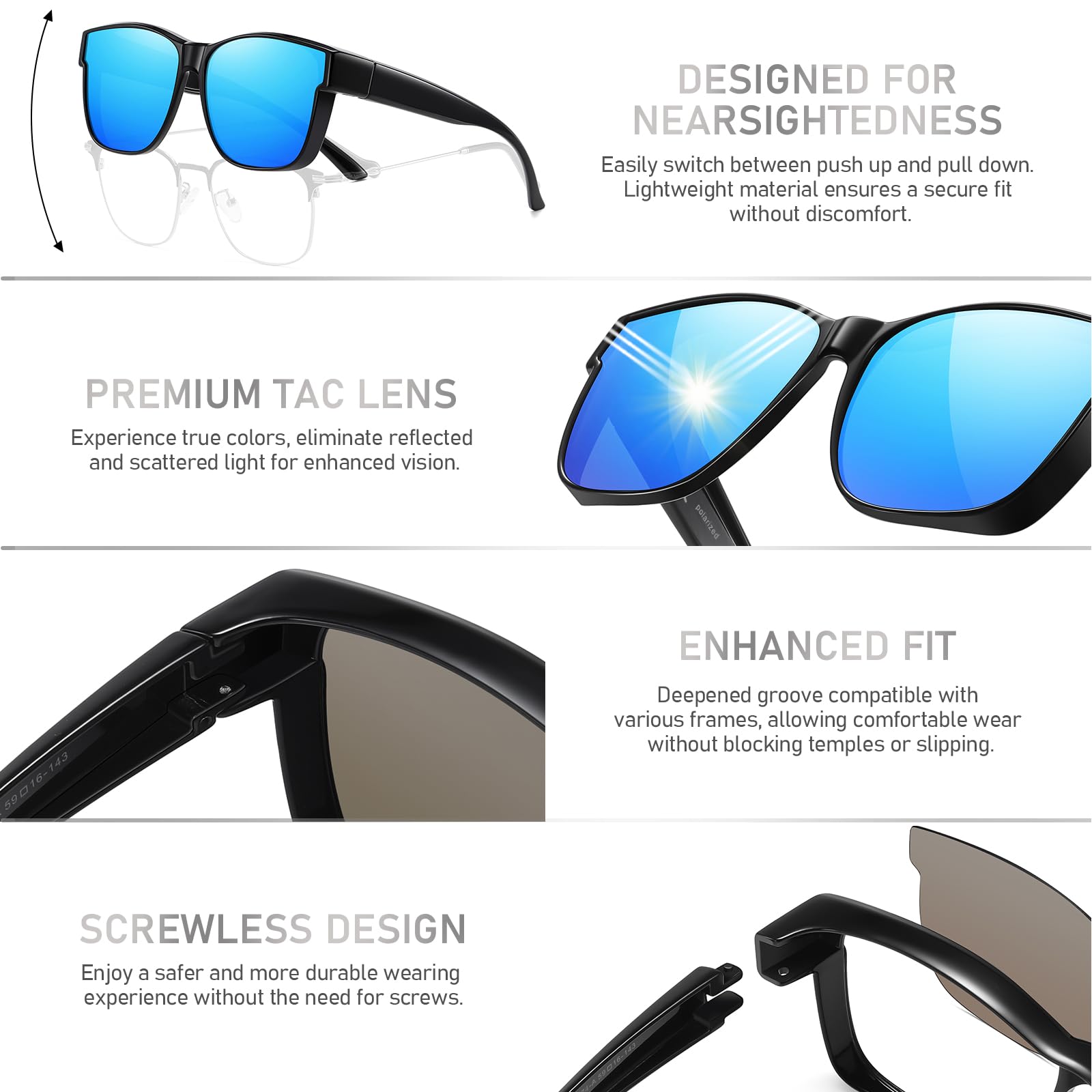 HAOLOTA Fit-Over Sunglasses-Polarized for Men Square Shades Oversized SG0174L