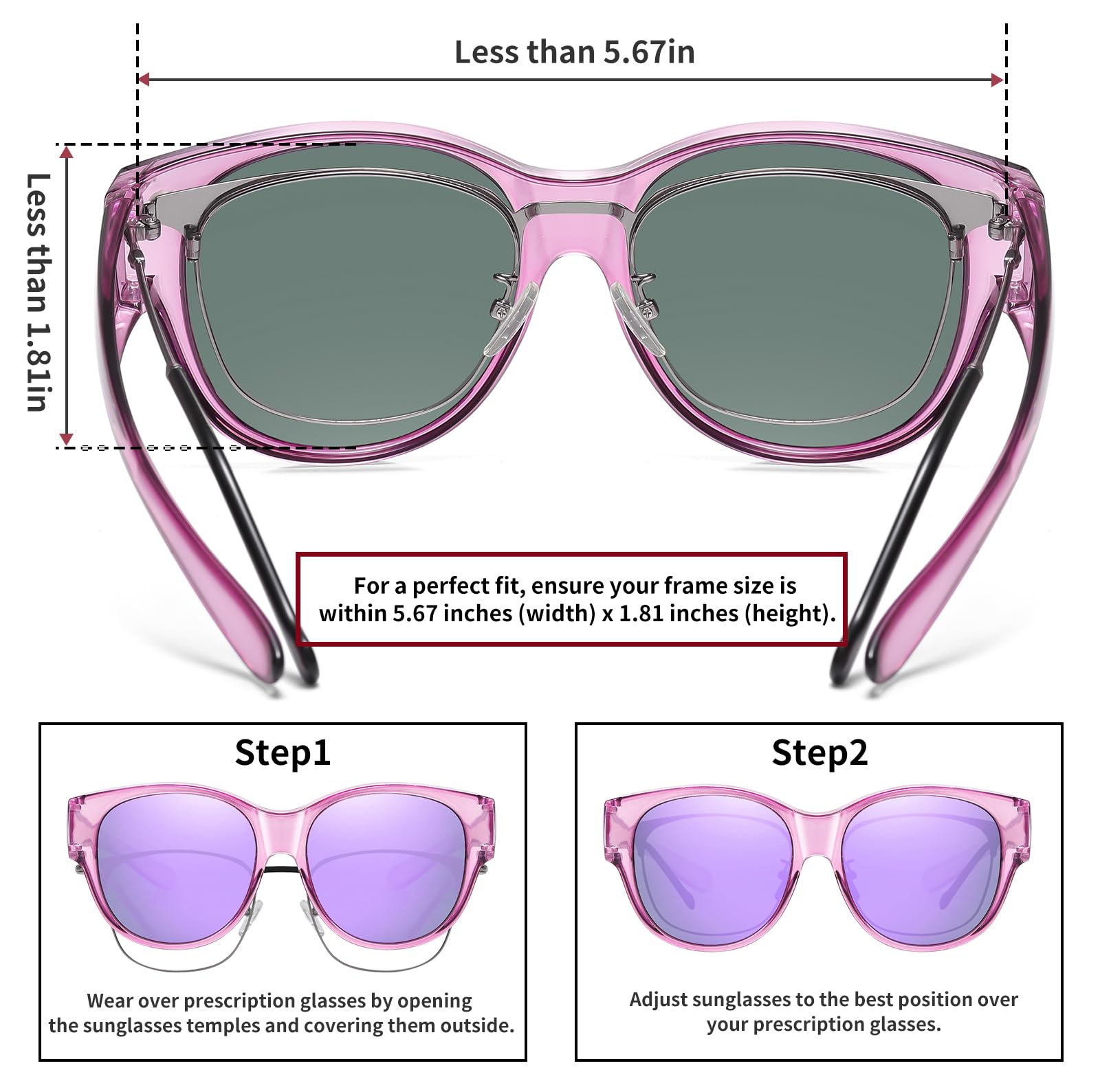 HAOLOTA Cat Eye Sunglasses Over Glasses SG0179