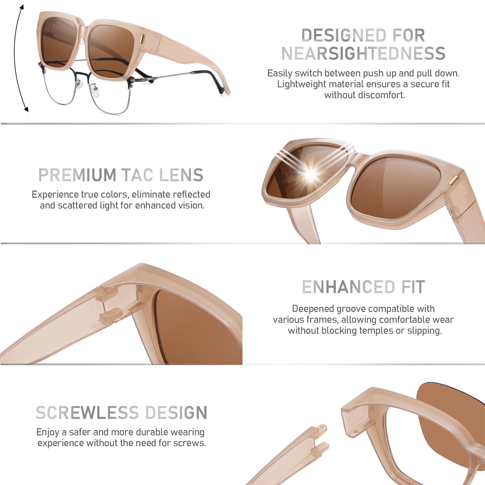 HAOLOTA Fit-Over Sunglasses for Women Men Square Shapes UV Protection SG0512