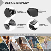 HAOLOTA Polarized Sunglasses for Women Rhinestone Wrap Around SG0008