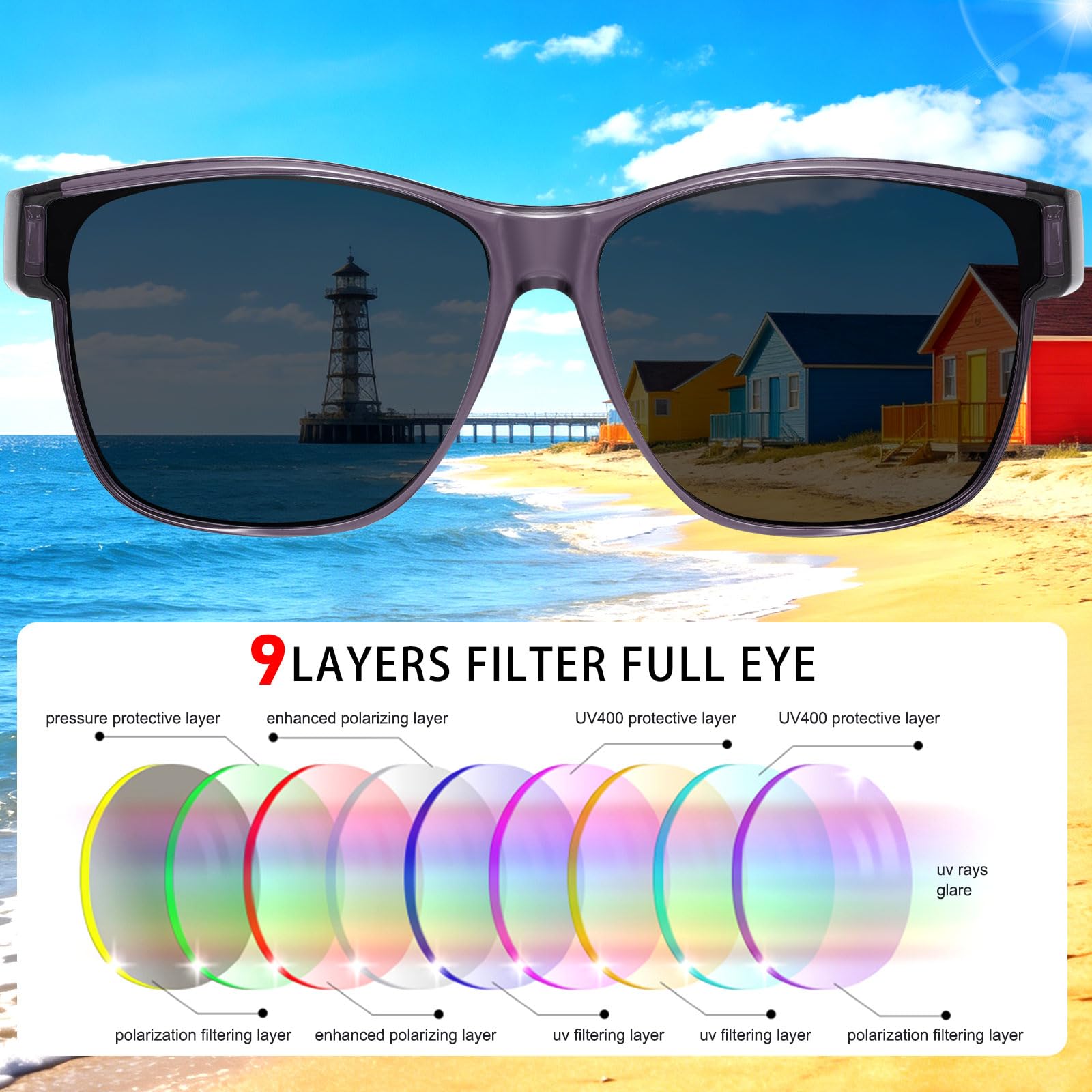 HAOLOTA Fit-Over Sunglasses-Polarized for Men Square Shades Oversized SG0174L