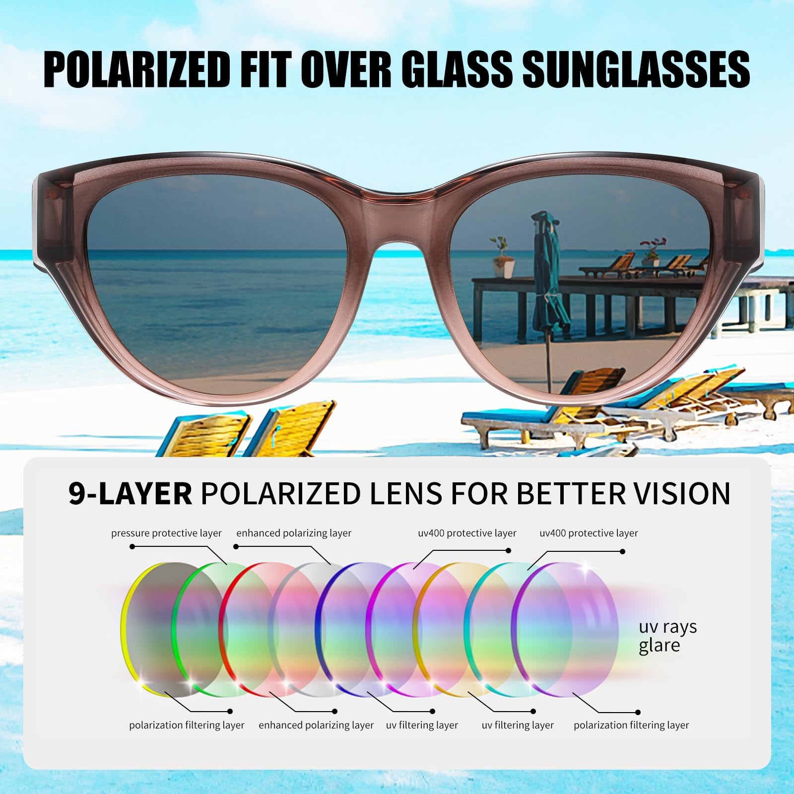 HAOLOTA Polarized Fit Over Sunglasses for Women Cat Eye for Prescription Glasses SG0171