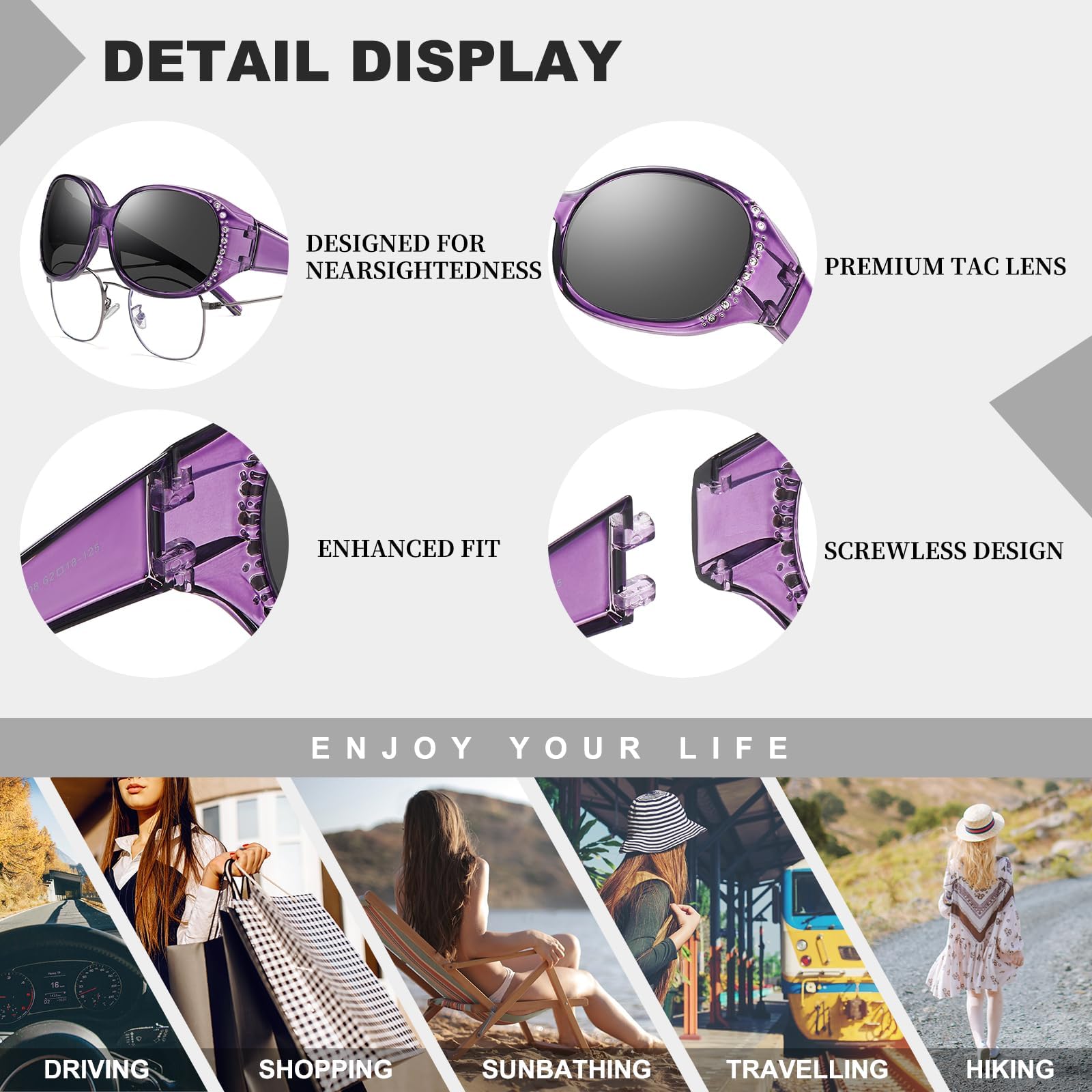 HAOLOTA Women's Polarized Fit Over Sunglasses with Rhinestone SG0108