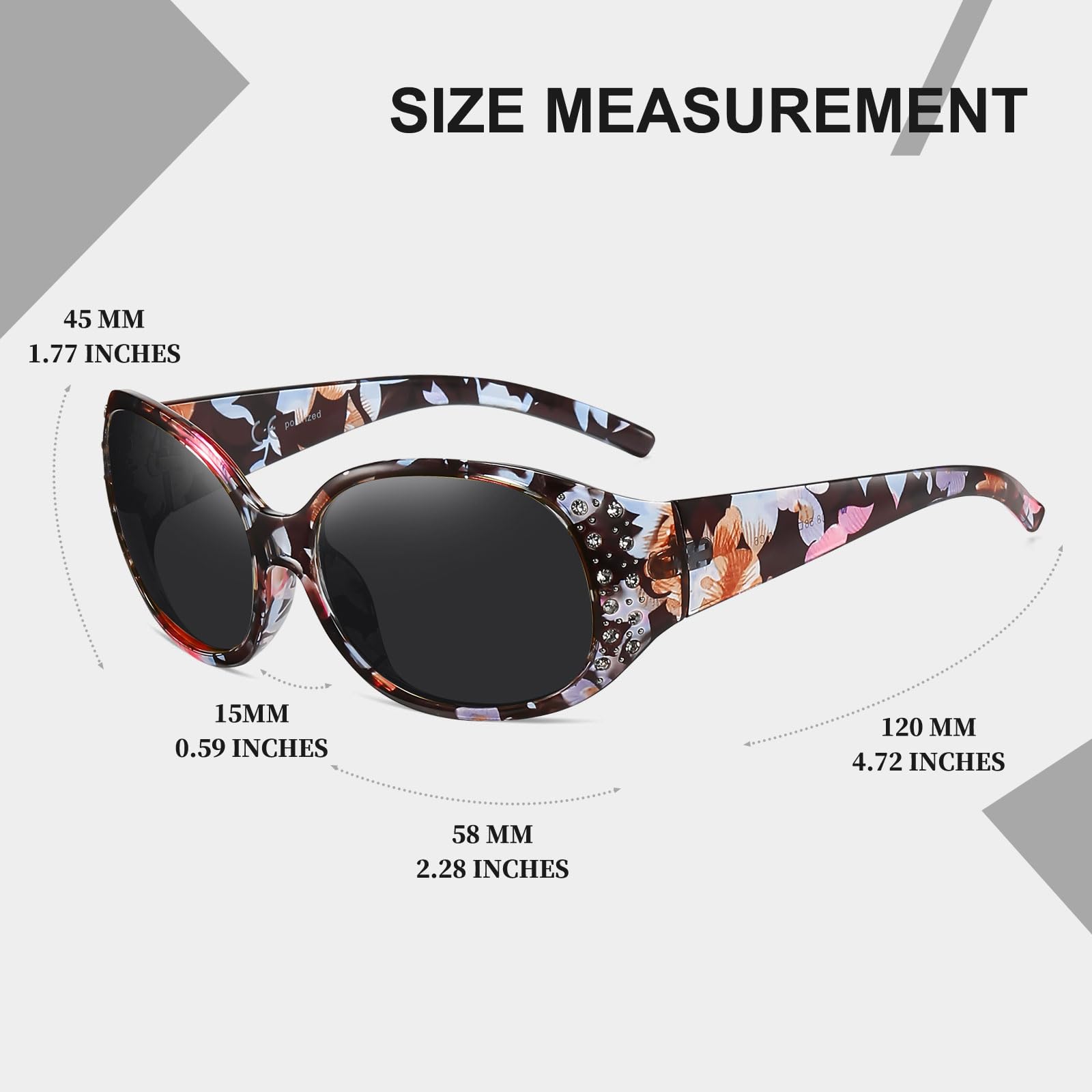 HAOLOTA Polarized Sunglasses for Women Rhinestone Wrap Around SG0008