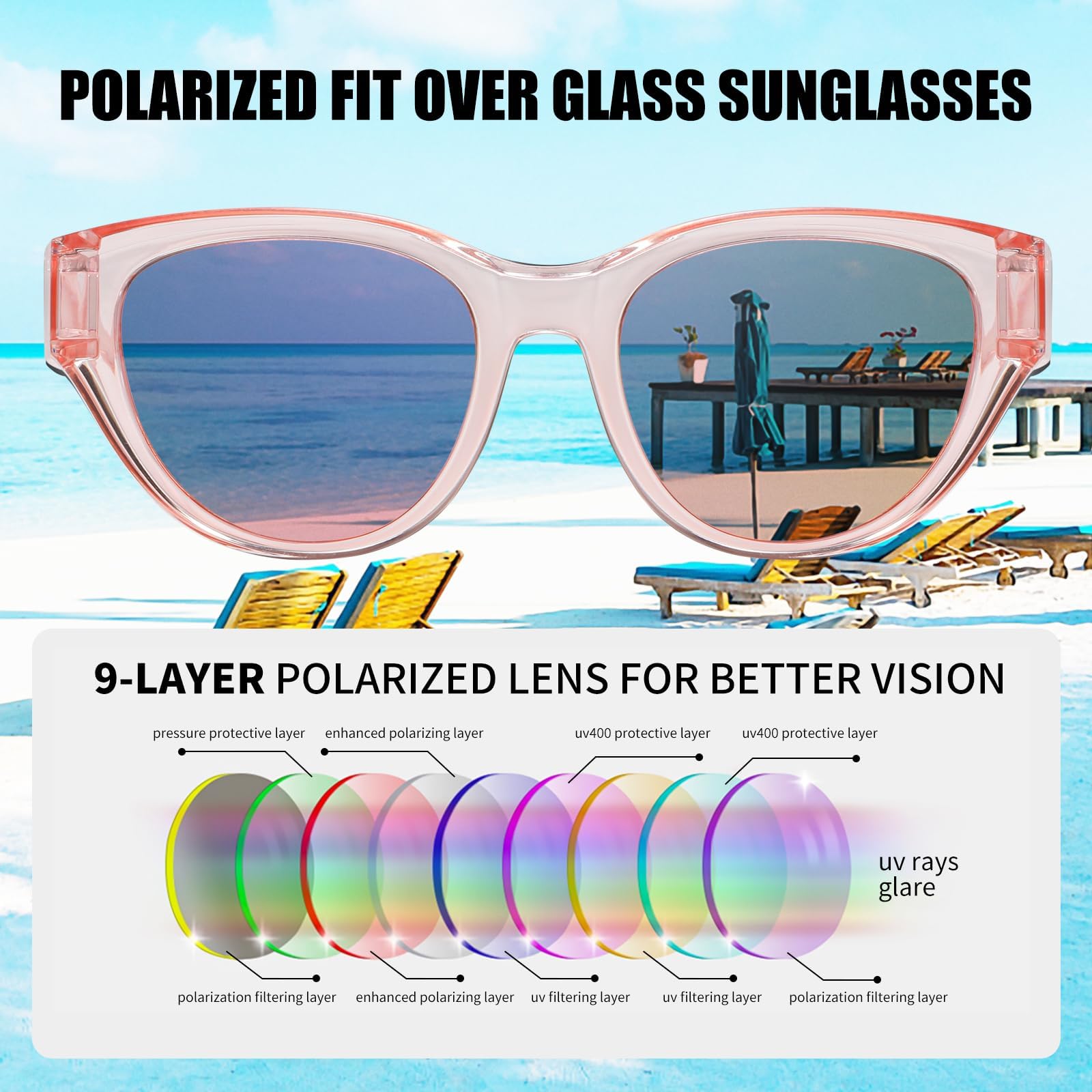 HAOLOTA Polarized Fit Over Sunglasses for Women Cat Eye for Prescription Glasses SG0171