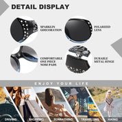 HAOLOTA Polarized Sunglasses for Women Rhinestone Wrap Around SG0008