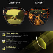 HAOLOTA Polarized Night Vision Driving Glasses for Women Fit over Eyeglasses Anti Glare NV0512