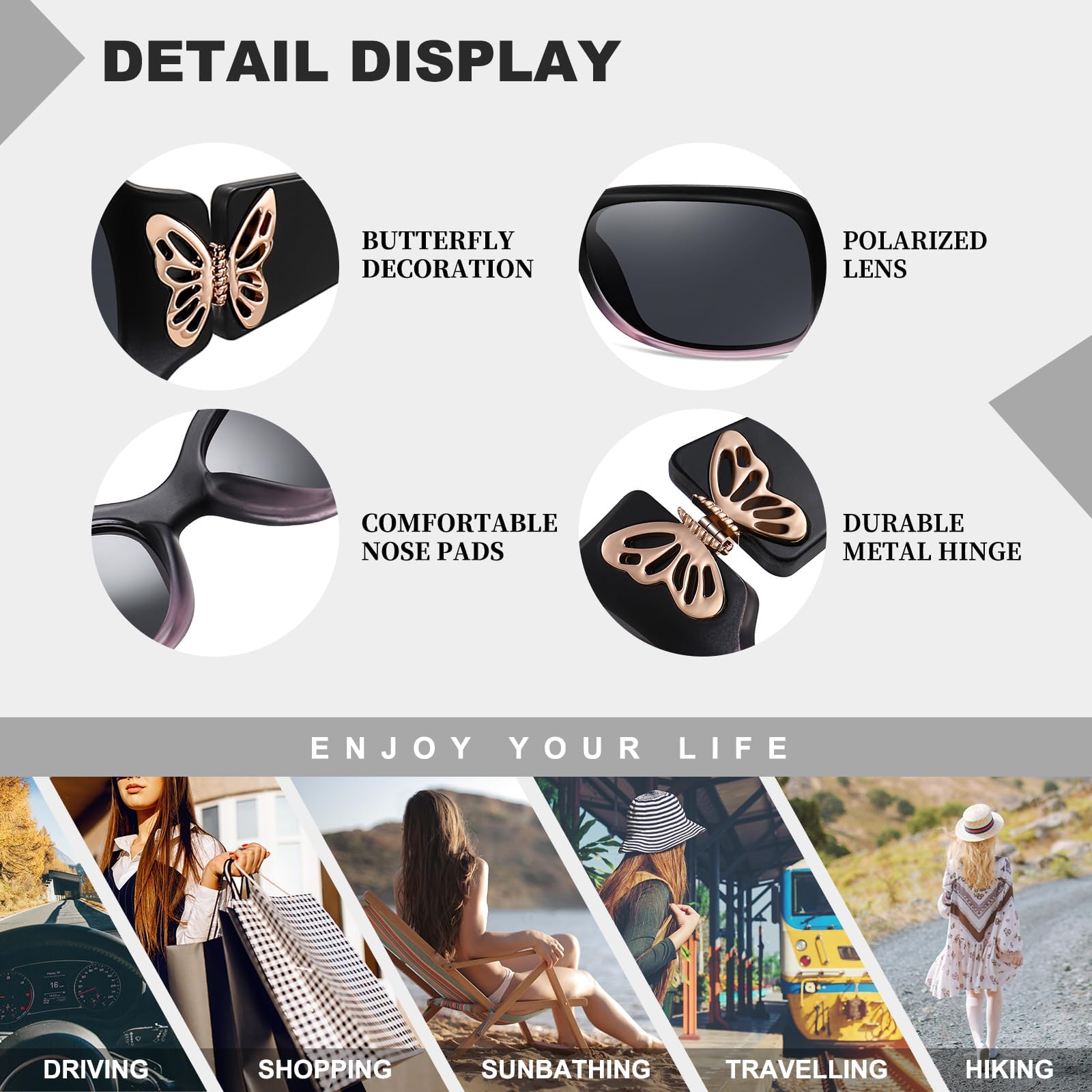 HAOLOTA Women's Polarized Sunglasses - Fashionable Butterfly Design SG0012