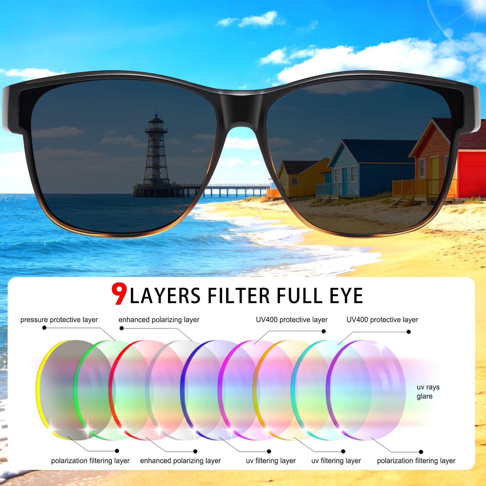 HAOLOTA Fit-Over Sunglasses-Polarized for Men Square Shades Oversized SG0174L