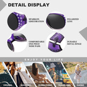 HAOLOTA Polarized Sunglasses for Women Rhinestone Wrap Around SG0008