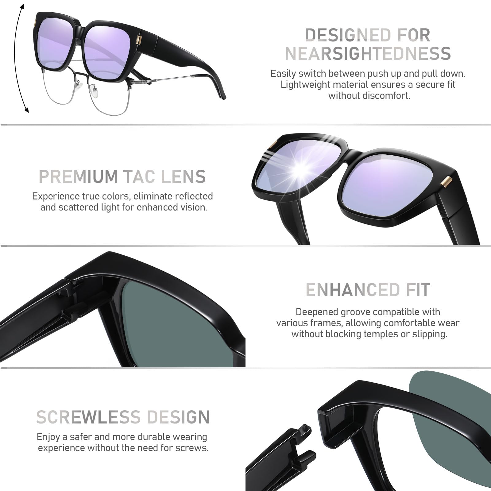 HAOLOTA Fit-Over Sunglasses for Women Men Square Shapes UV Protection SG0512