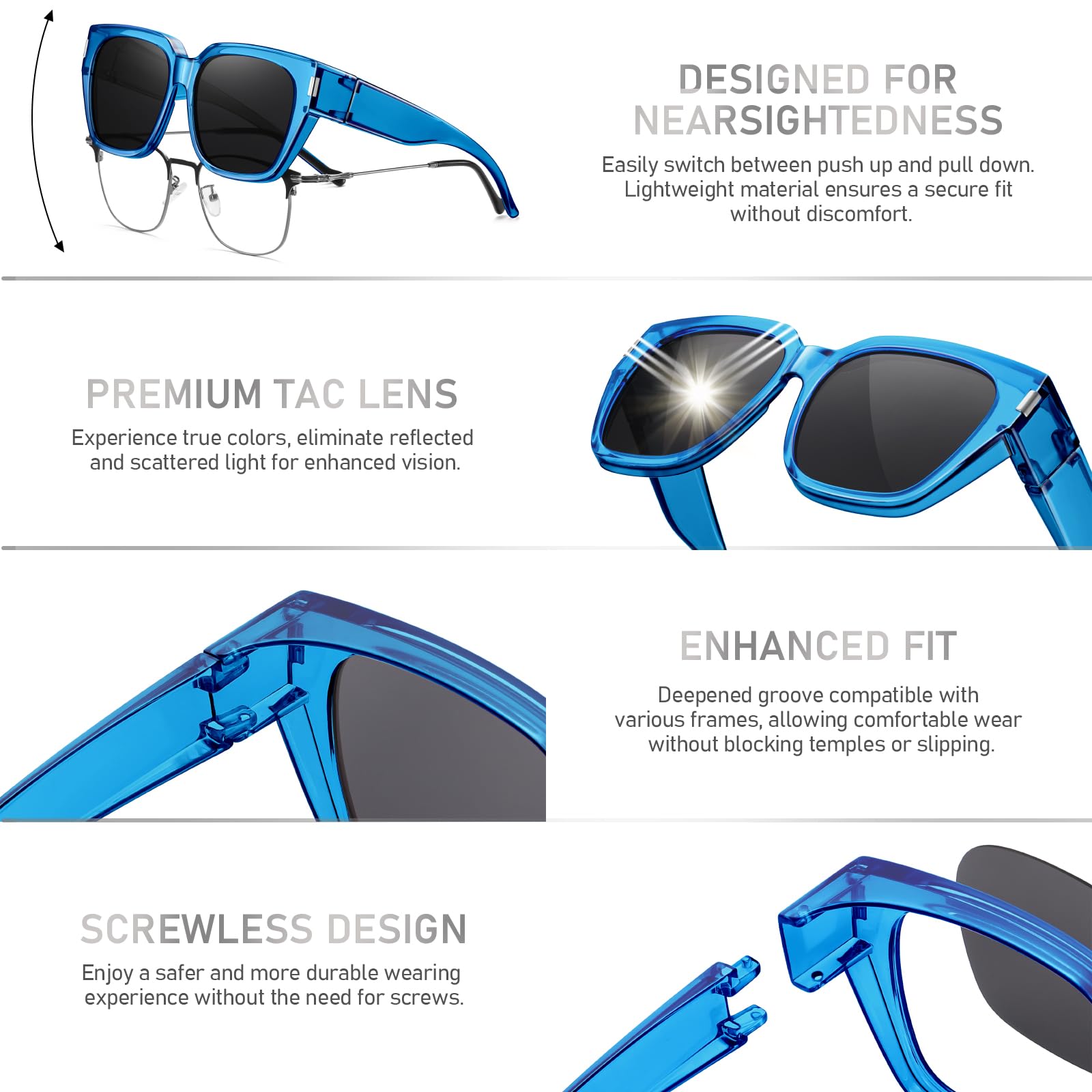 HAOLOTA Fit-Over Sunglasses for Women Men Square Shapes UV Protection SG0512