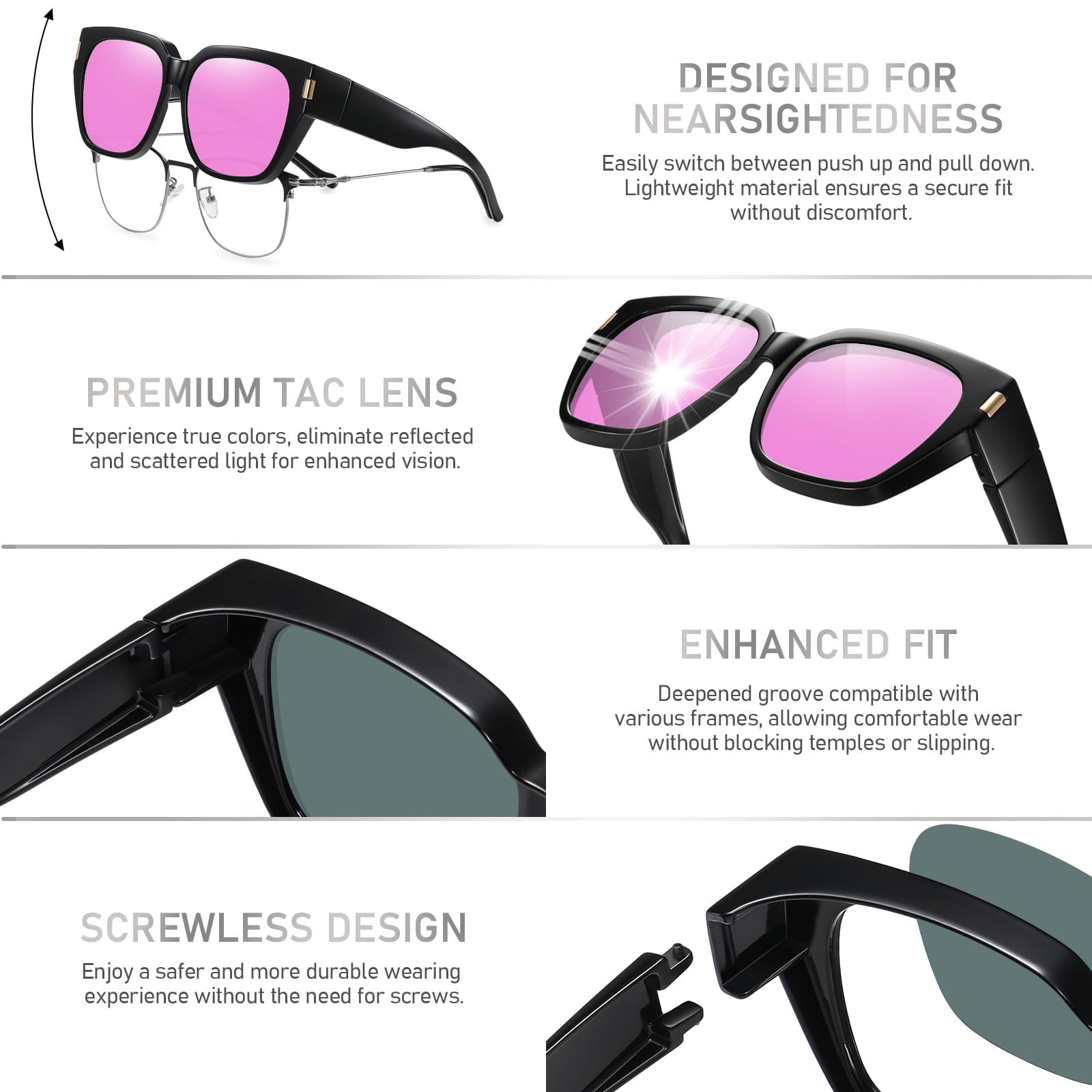HAOLOTA Fit-Over Sunglasses for Women Men Square Shapes UV Protection SG0512