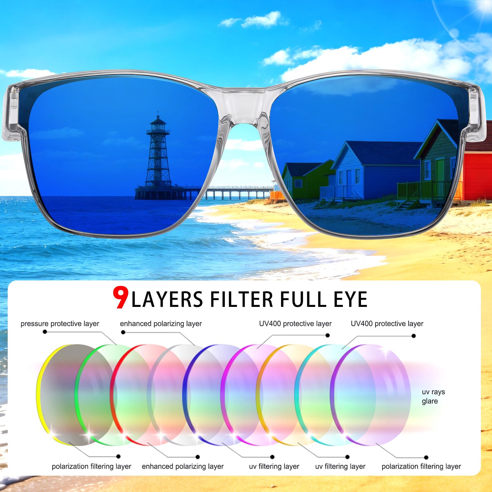 HAOLOTA Fit-Over Sunglasses-Polarized for Men Square Shades Oversized SG0174L