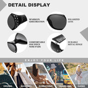 HAOLOTA Polarized Sunglasses for Women Rhinestone Wrap Around SG0008