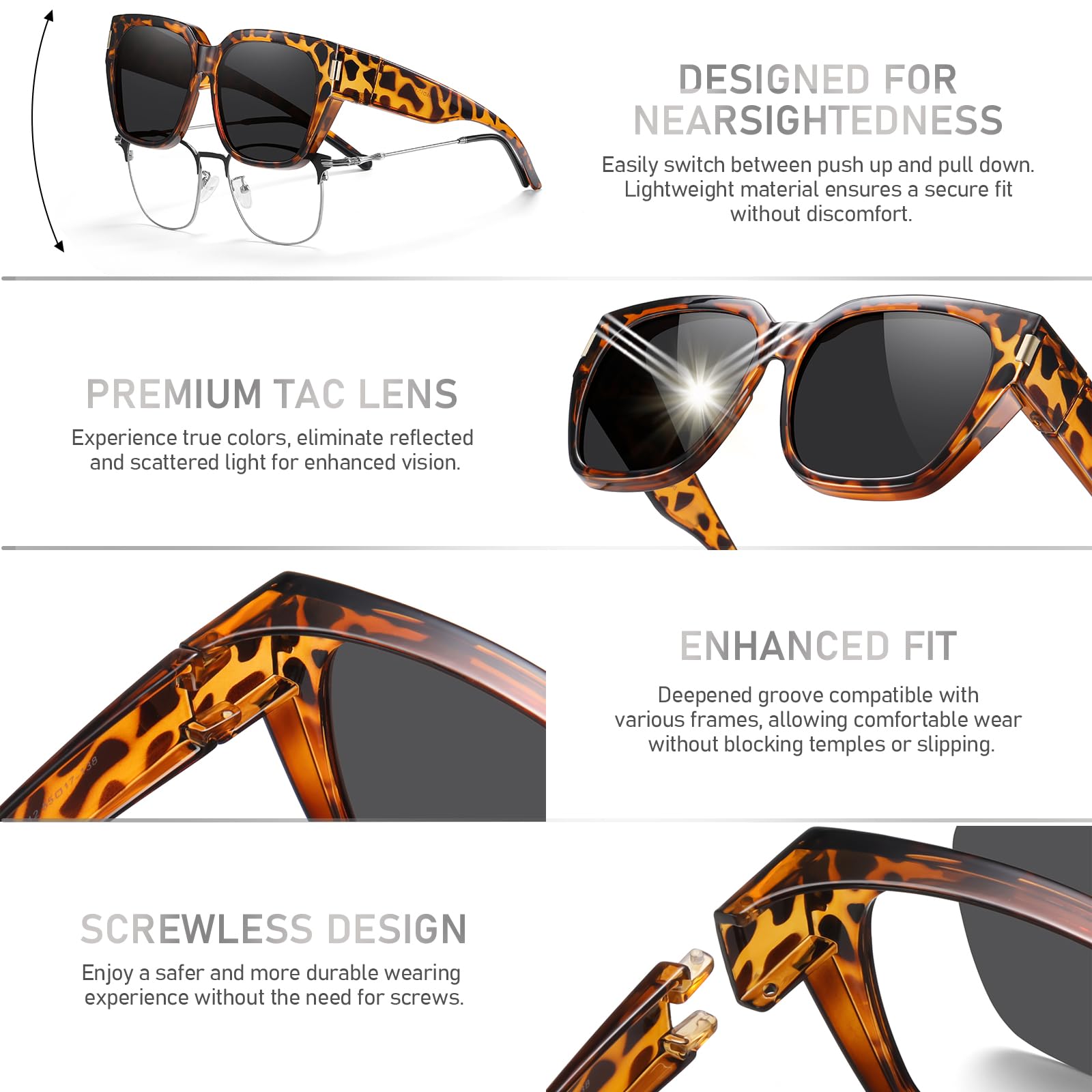 HAOLOTA Fit-Over Sunglasses for Women Men Square Shapes UV Protection SG0512