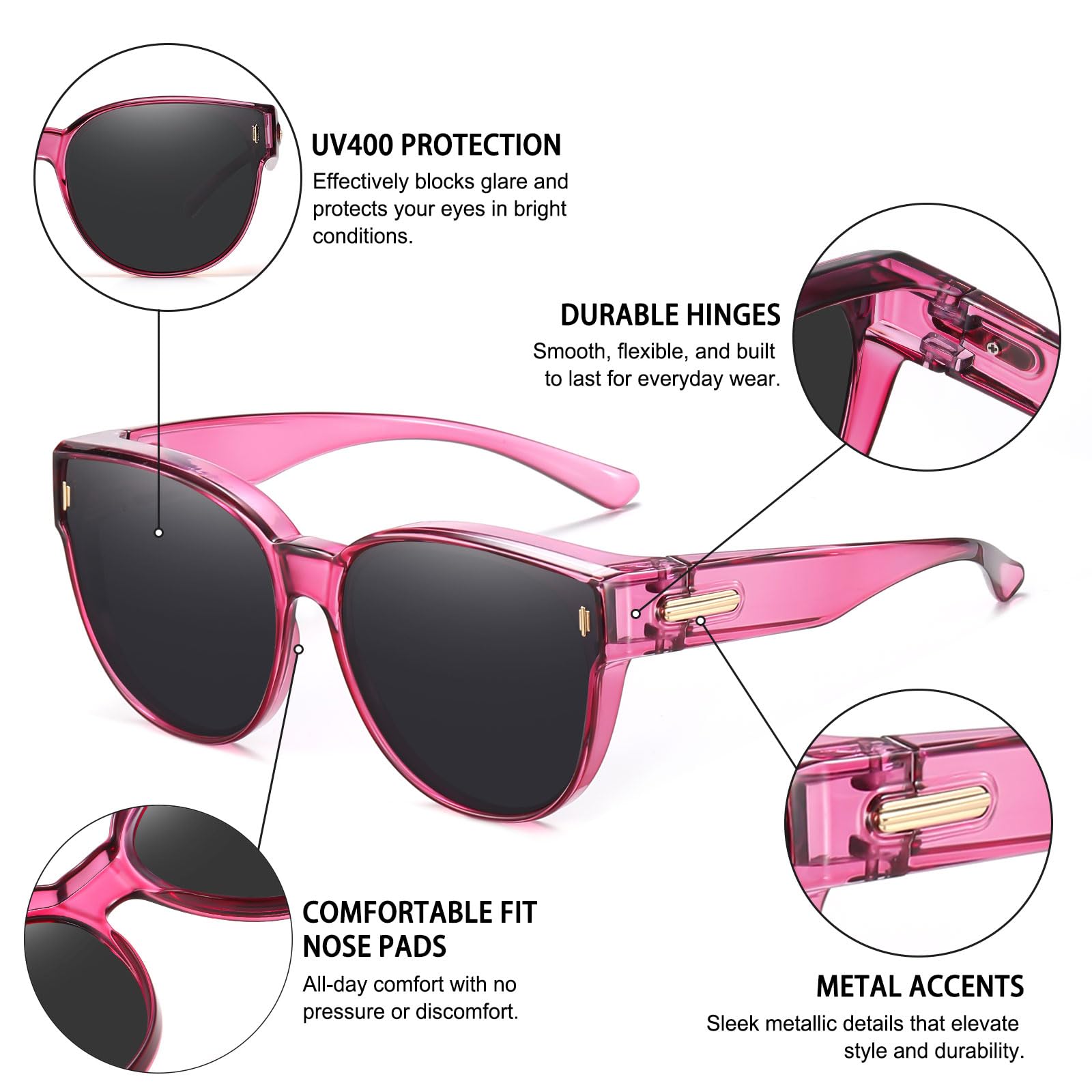 HAOLOTA Cat Eye Sunglasses for Prescription Glasses Women TR90 Lightweight SG0189