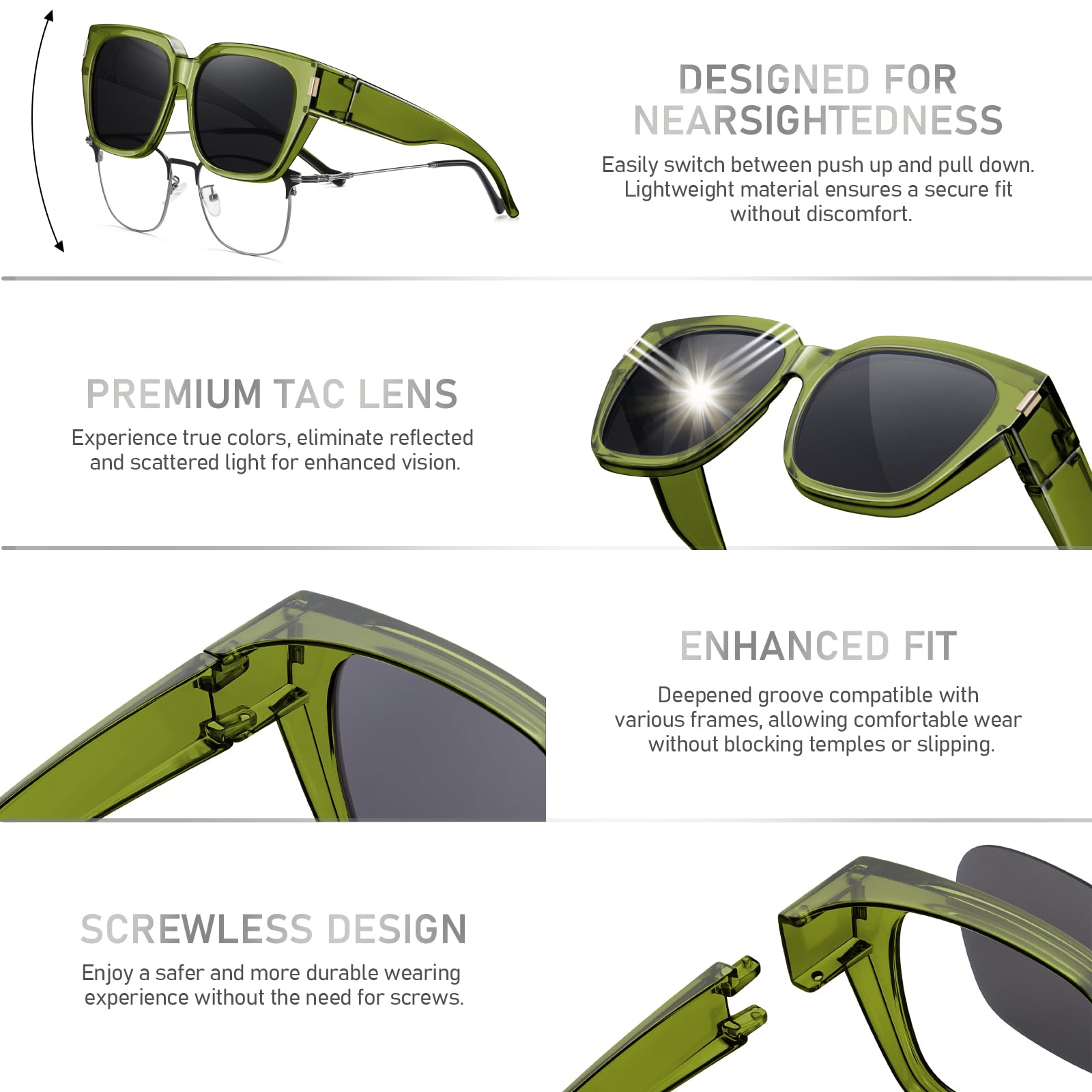 HAOLOTA Fit-Over Sunglasses for Women Men Square Shapes UV Protection SG0512