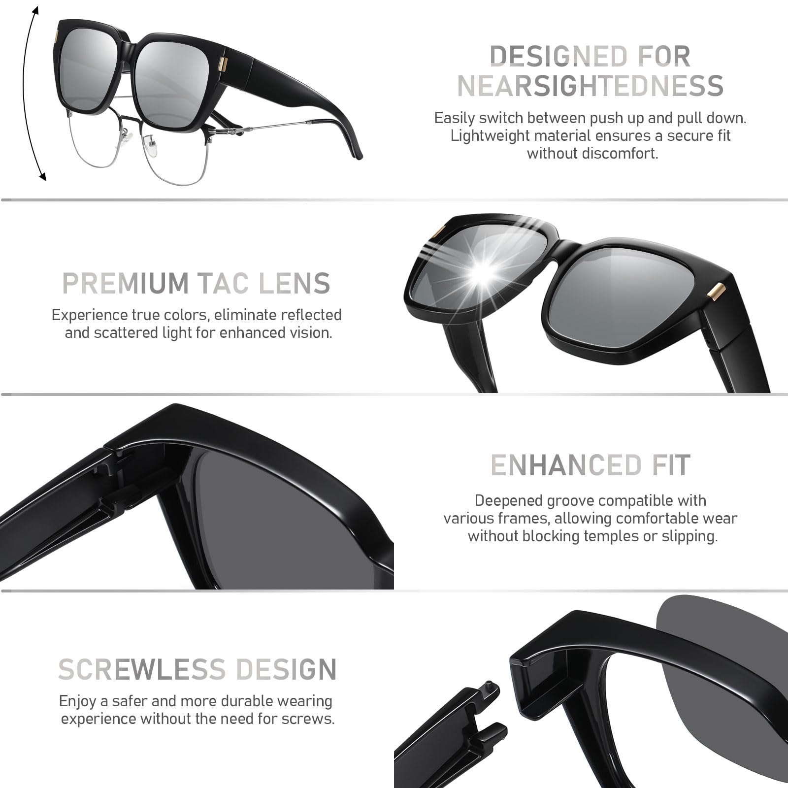 HAOLOTA Fit-Over Sunglasses for Women Men Square Shapes UV Protection SG0512