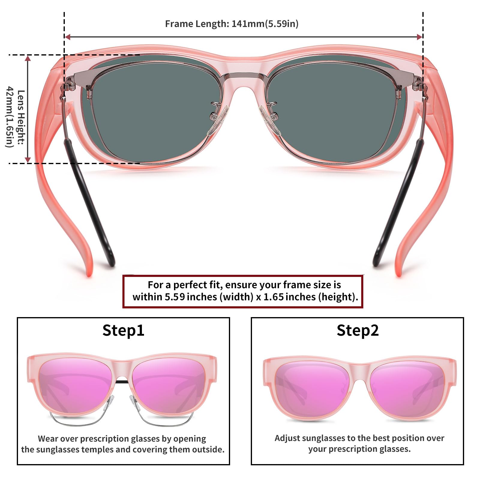 HAOLOTA Cat Eye Sunglasses for Women Polarized Sunglasses Wear Over Glasses SG0173