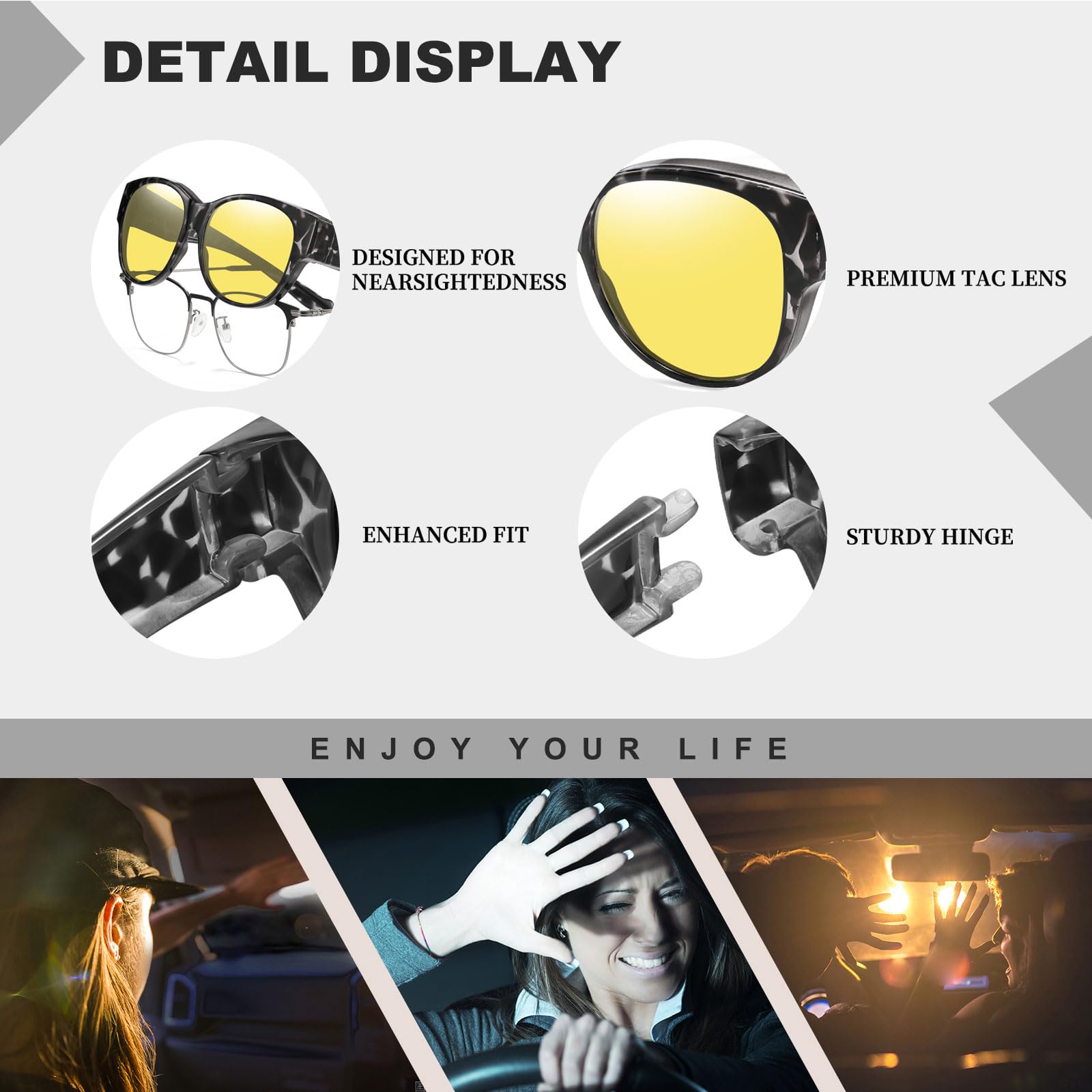 HAOLOTA Polarized Night Vision Driving Glasses Women Fit Over Glasses, Anti Glare NV0179
