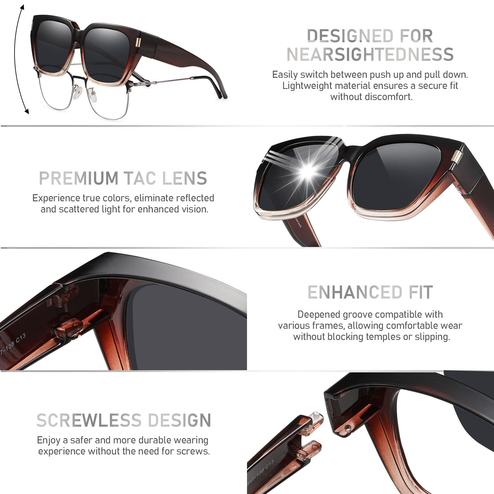 HAOLOTA Fit-Over Sunglasses for Women Men Square Shapes UV Protection SG0512