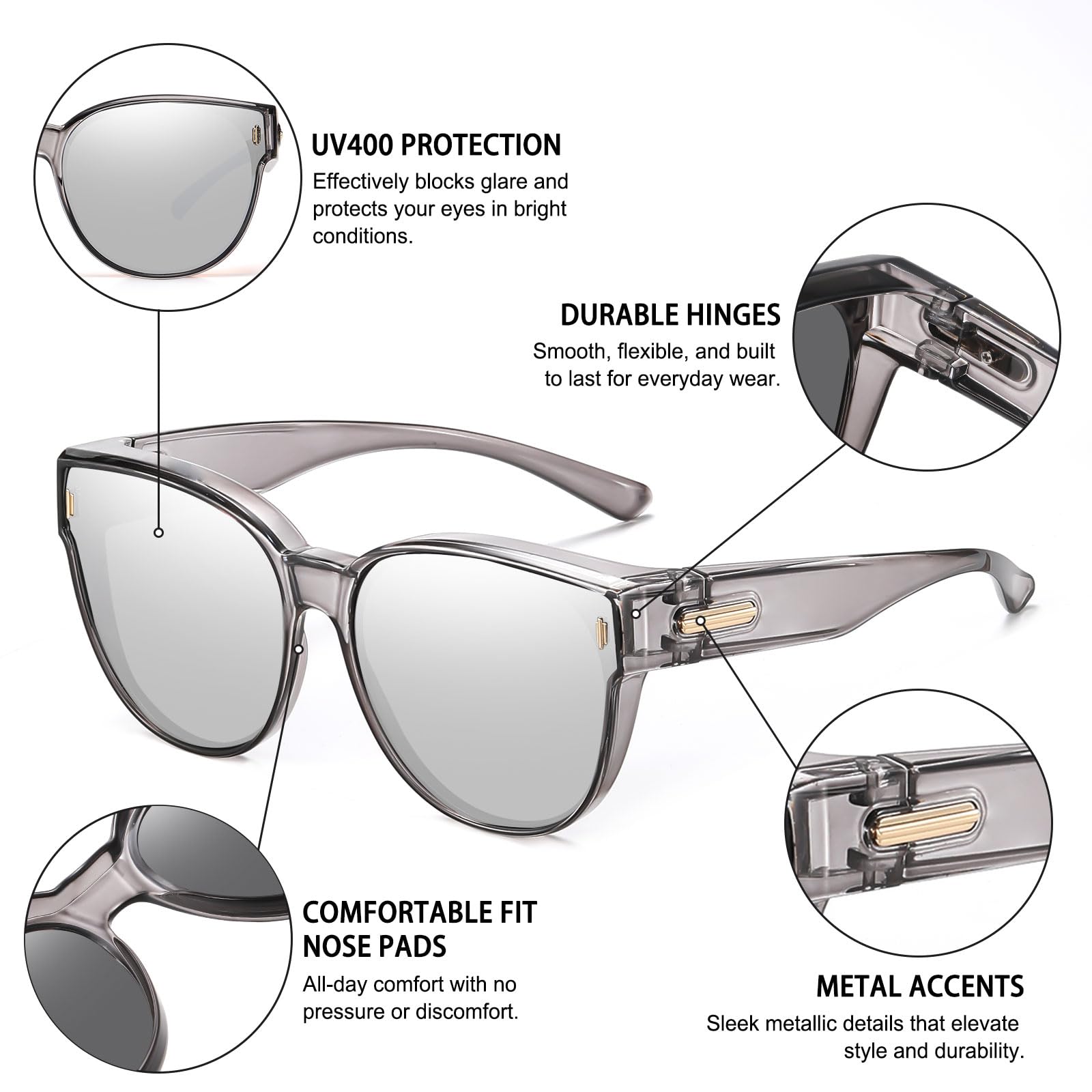 HAOLOTA Cat Eye Sunglasses for Prescription Glasses Women TR90 Lightweight SG0189
