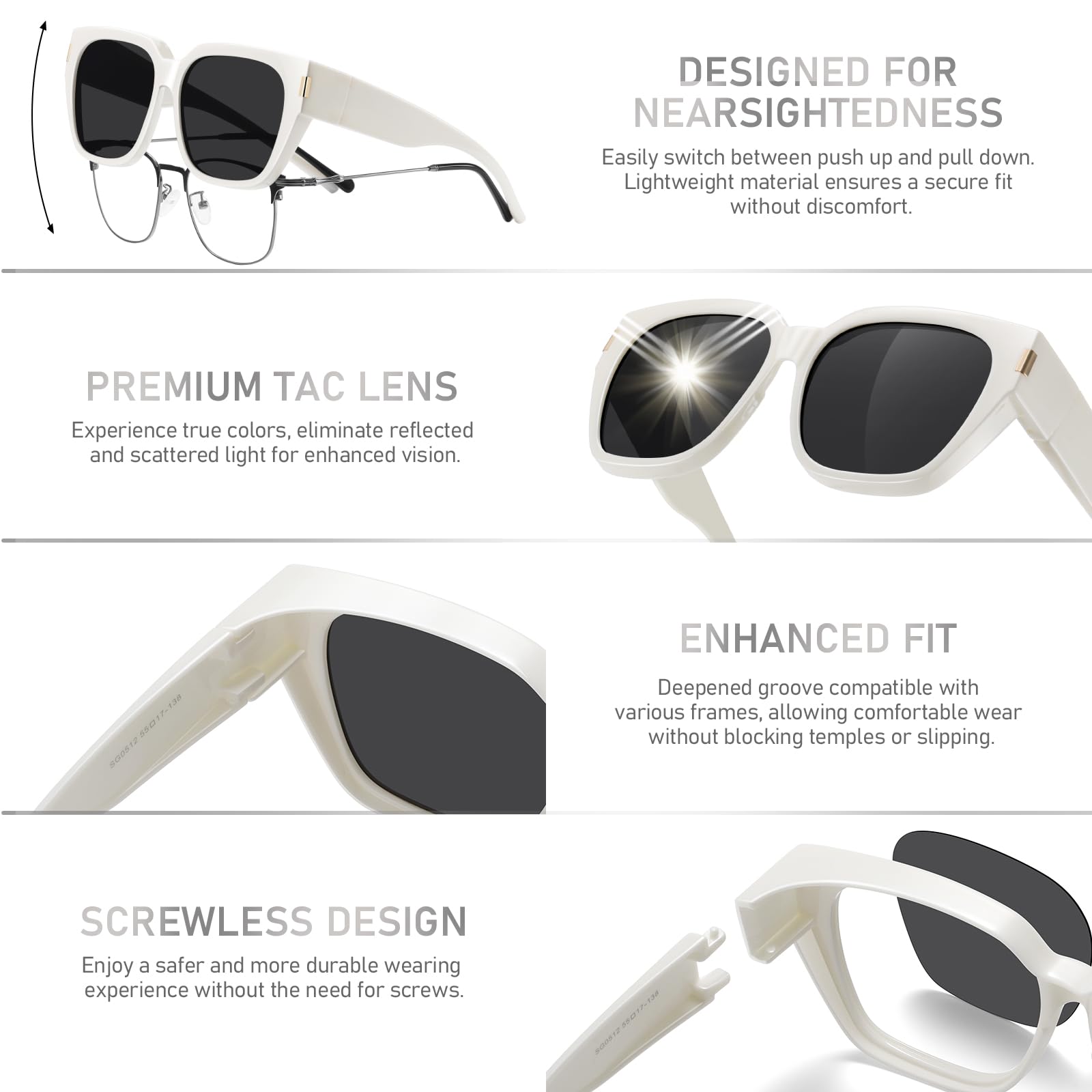 HAOLOTA Fit-Over Sunglasses for Women Men Square Shapes UV Protection SG0512
