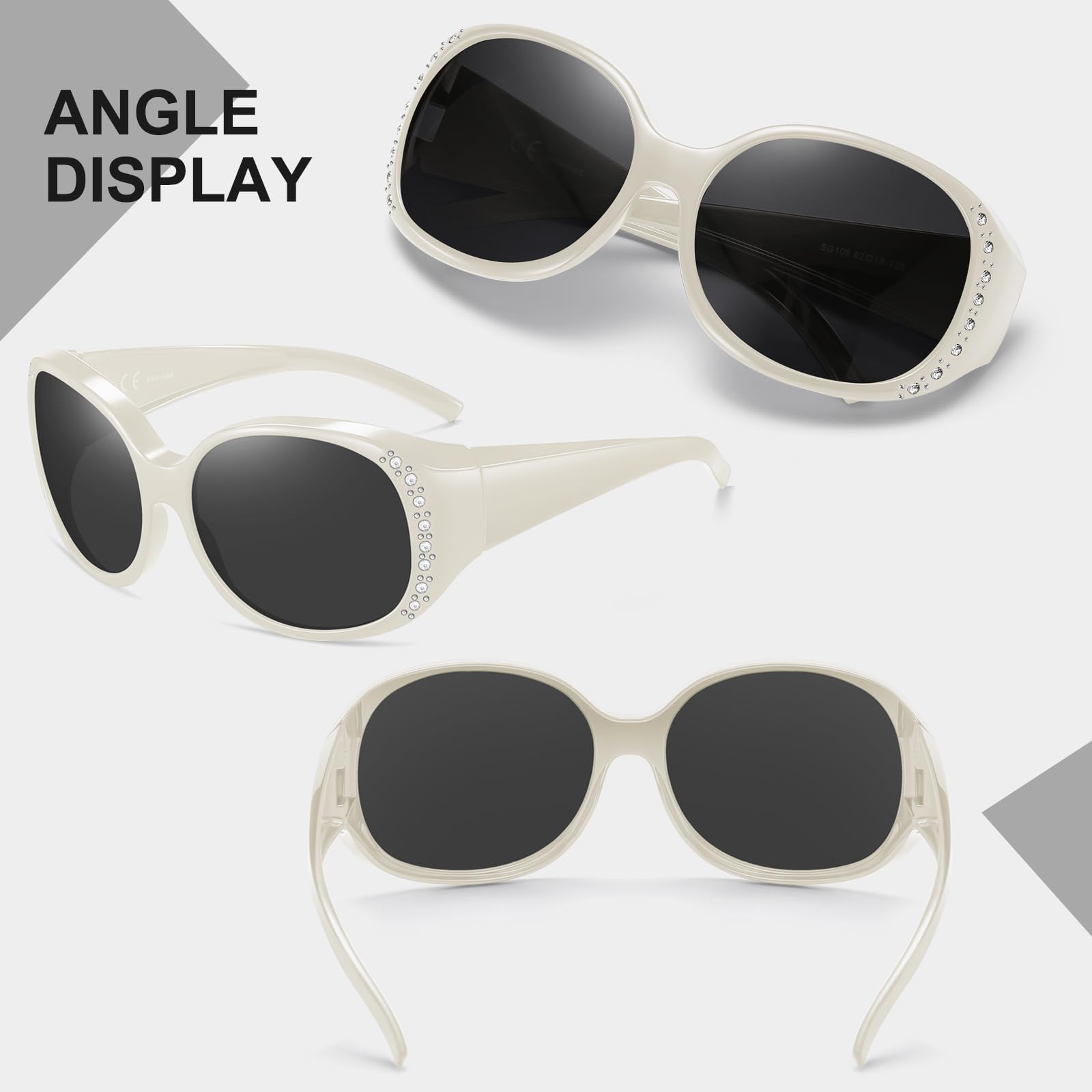 HAOLOTA Women's Polarized Fit Over Sunglasses with Rhinestone SG0108