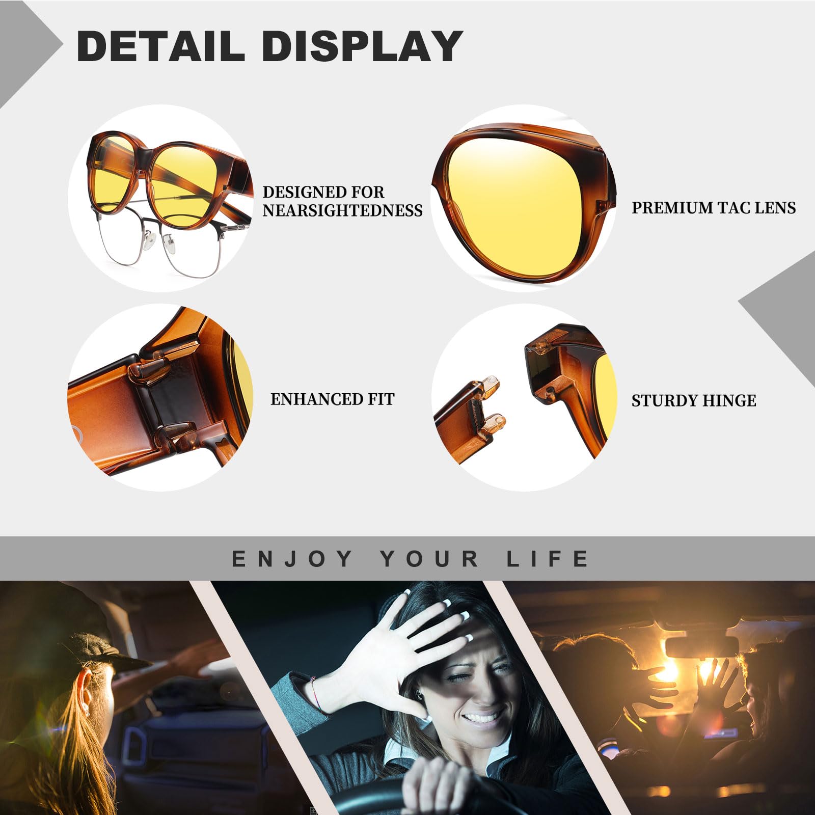 HAOLOTA Polarized Night Vision Driving Glasses Women Fit Over Glasses, Anti Glare NV0179