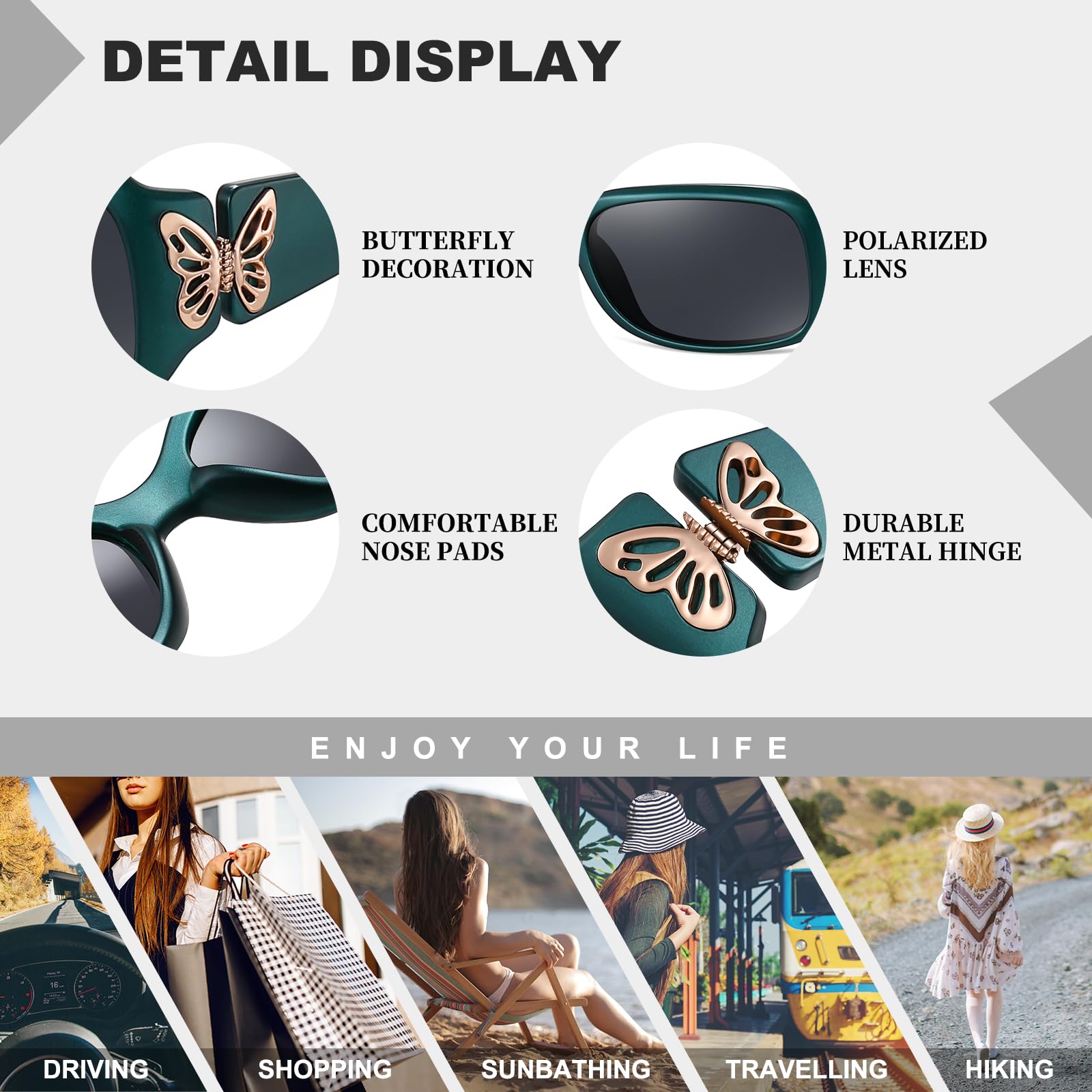 HAOLOTA Women's Polarized Sunglasses - Fashionable Butterfly Design SG0012