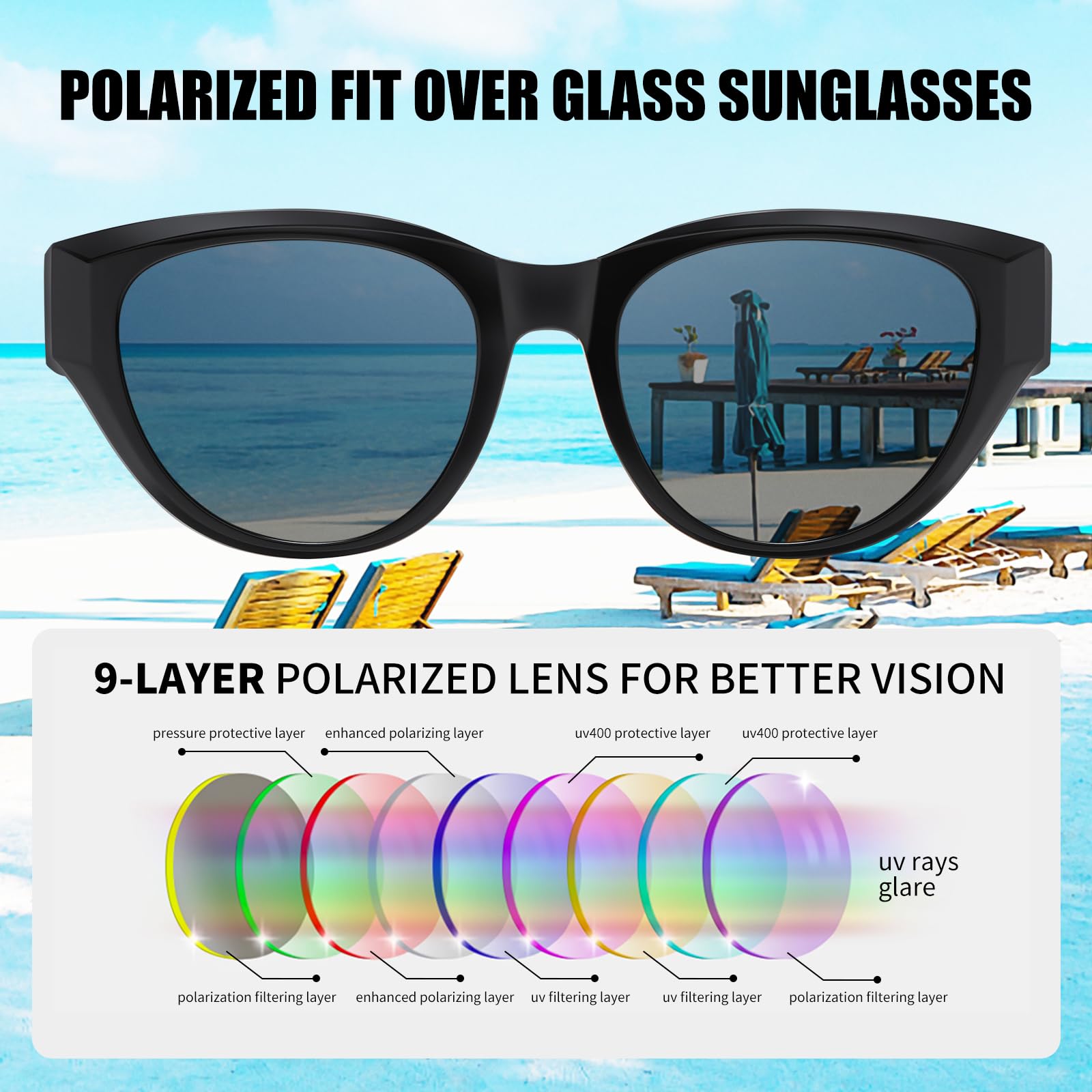 HAOLOTA Polarized Fit Over Sunglasses for Women Cat Eye for Prescription Glasses SG0171