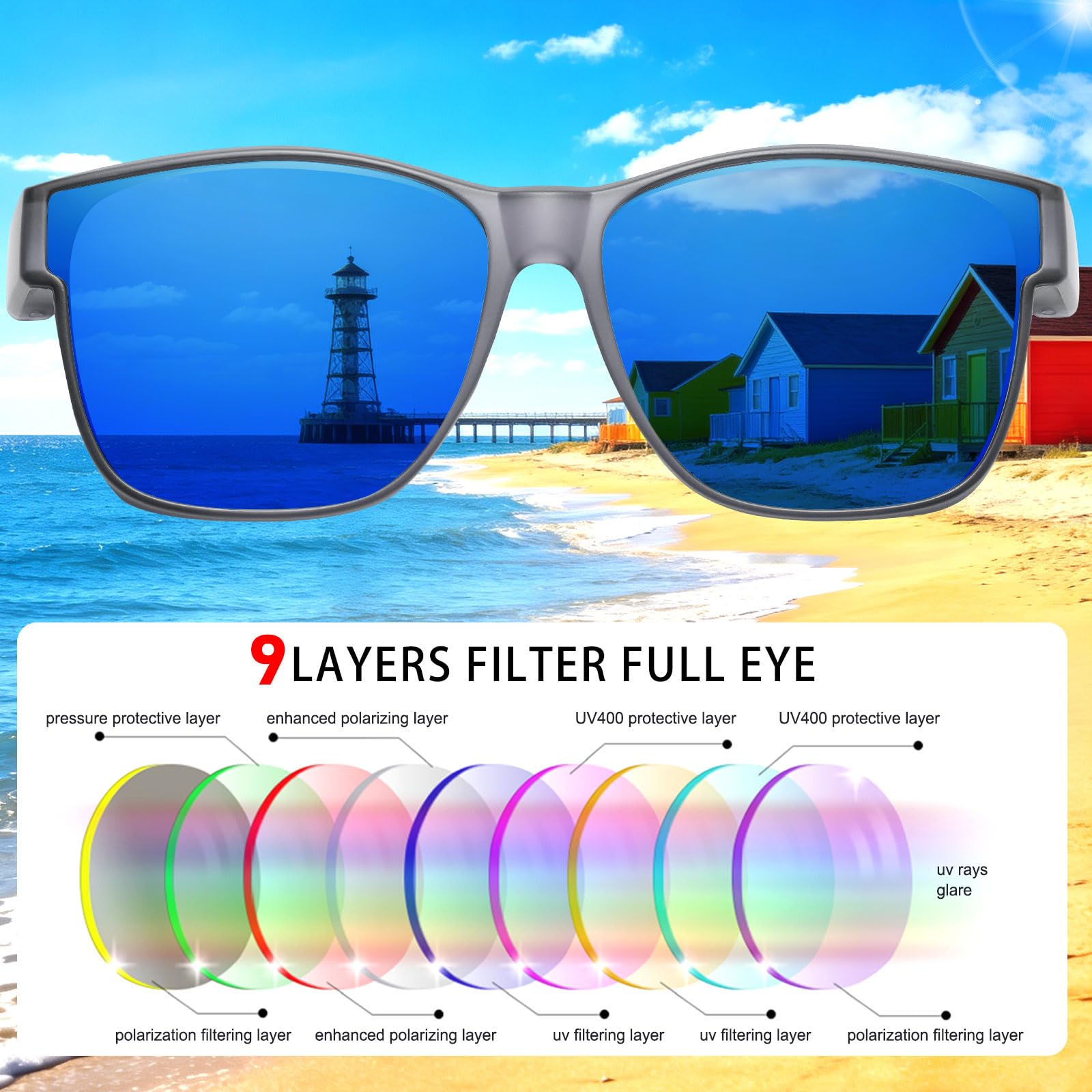 HAOLOTA Fit-Over Sunglasses-Polarized for Men Square Shades Oversized SG0174L