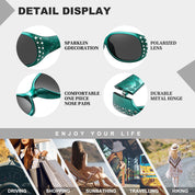 HAOLOTA Polarized Sunglasses for Women Rhinestone Wrap Around SG0008