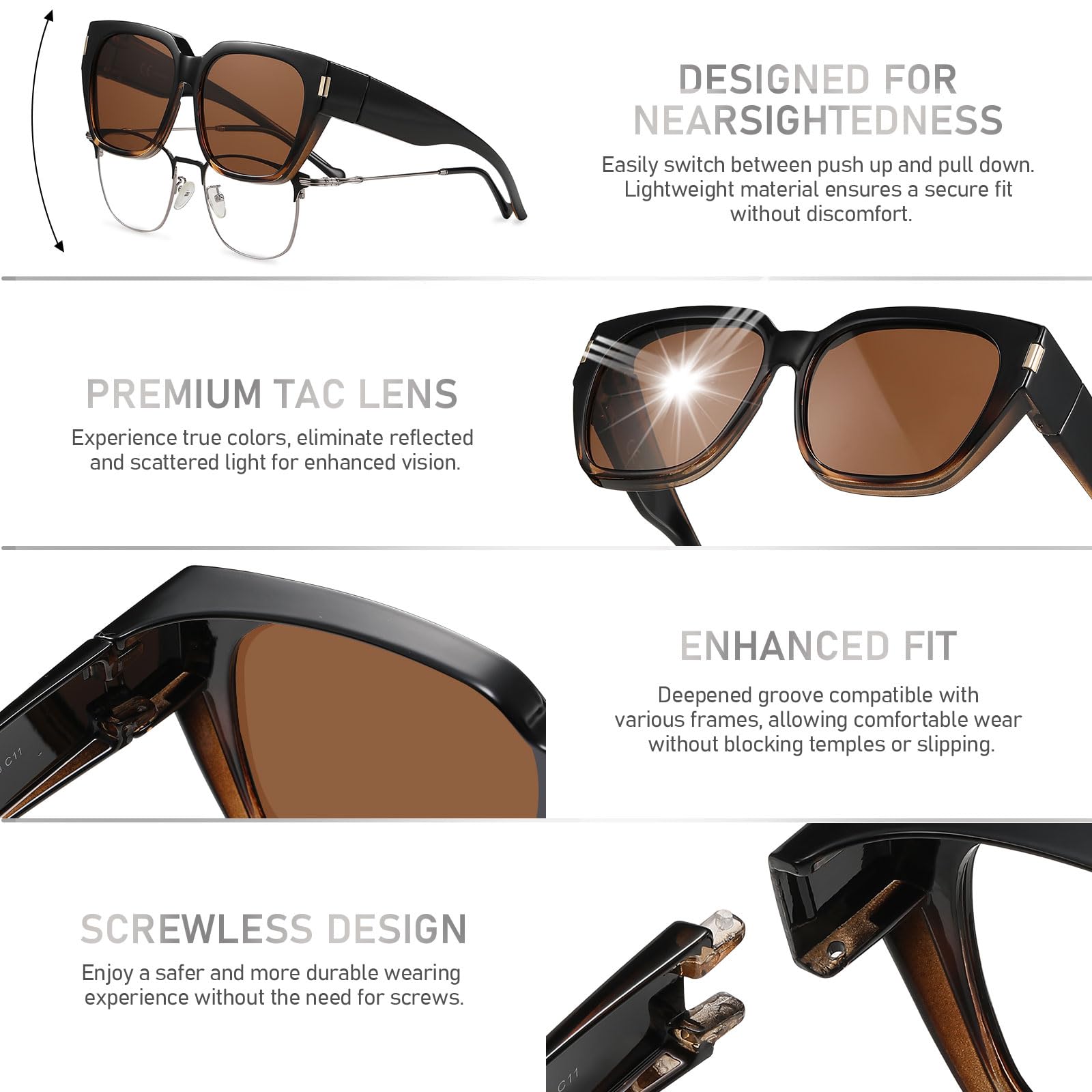 HAOLOTA Fit-Over Sunglasses for Women Men Square Shapes UV Protection SG0512