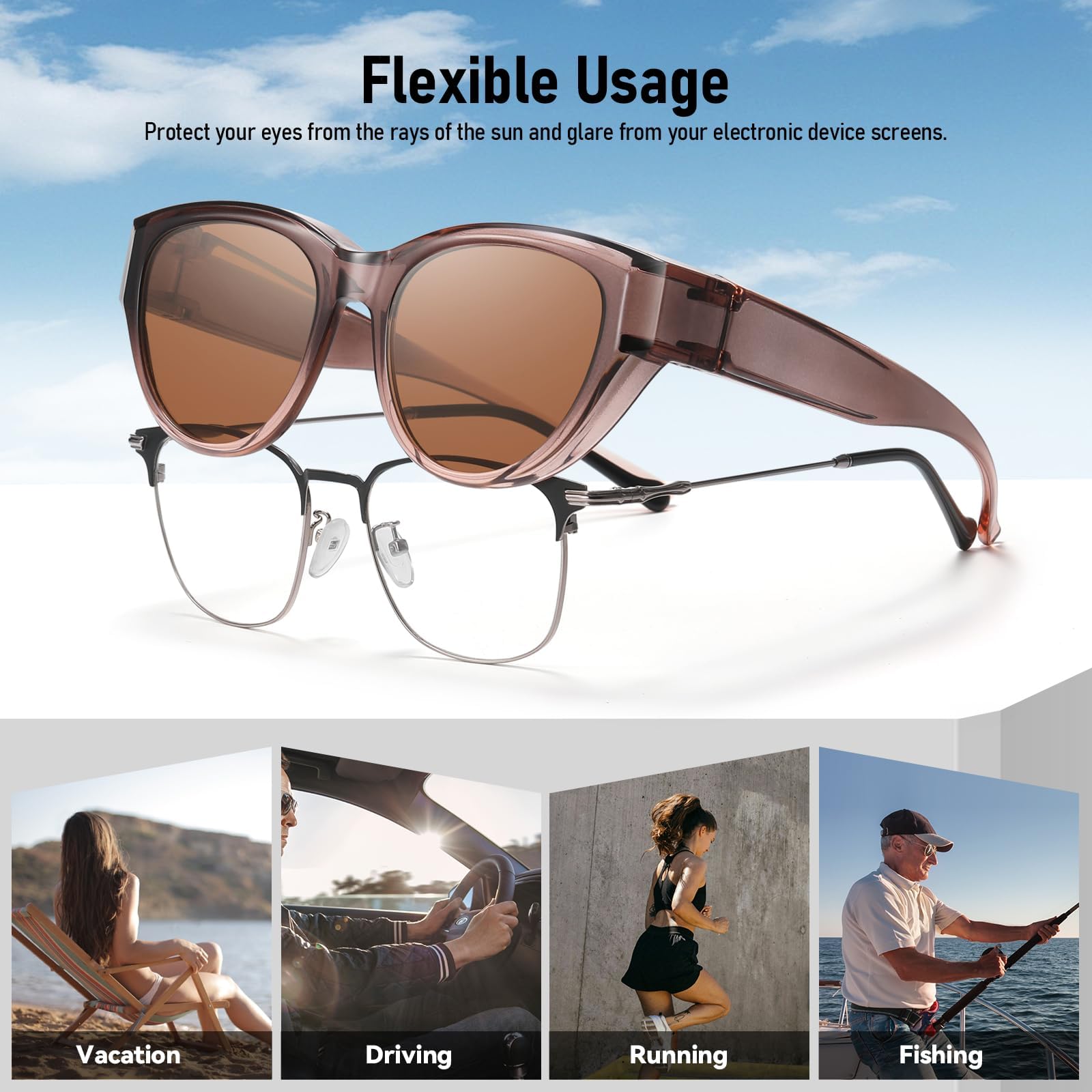 HAOLOTA Polarized Fit Over Sunglasses for Women Cat Eye for Prescription Glasses SG0171