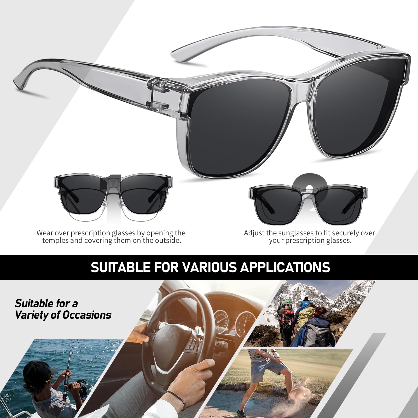 HAOLOTA Fit-Over Sunglasses Polarized for Men Square Shades UV400 Protection SG0174M