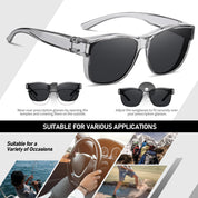 HAOLOTA Fit-Over Sunglasses Polarized for Men Square Shades UV400 Protection SG0174M