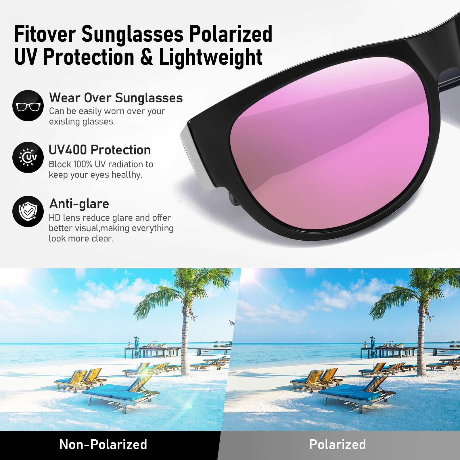 HAOLOTA Cat Eye Sunglasses for Women Polarized Sunglasses Wear Over Glasses SG0173