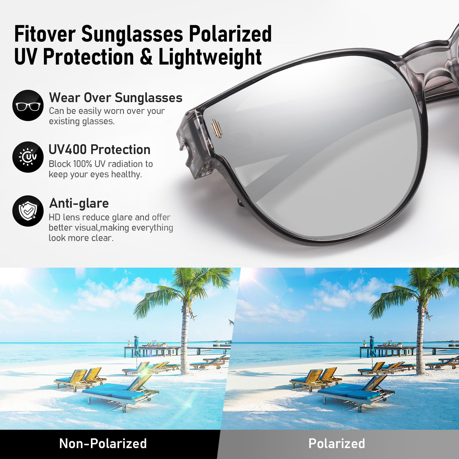 HAOLOTA Cat Eye Sunglasses for Prescription Glasses Women TR90 Lightweight SG0189