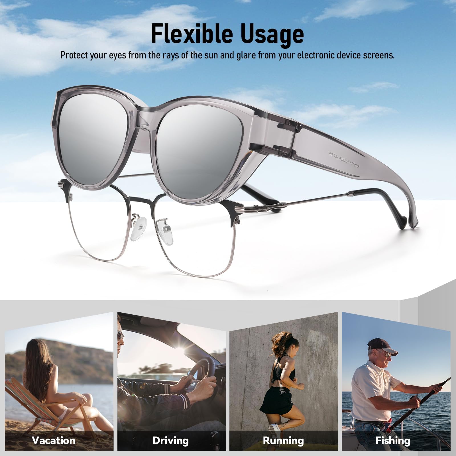 HAOLOTA Polarized Fit Over Sunglasses for Women Cat Eye for Prescription Glasses SG0171