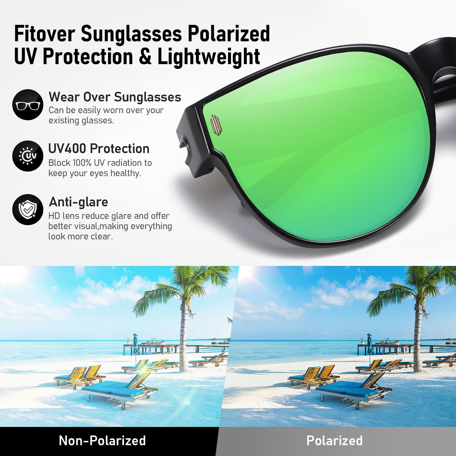 HAOLOTA Cat Eye Sunglasses for Prescription Glasses Women TR90 Lightweight SG0189