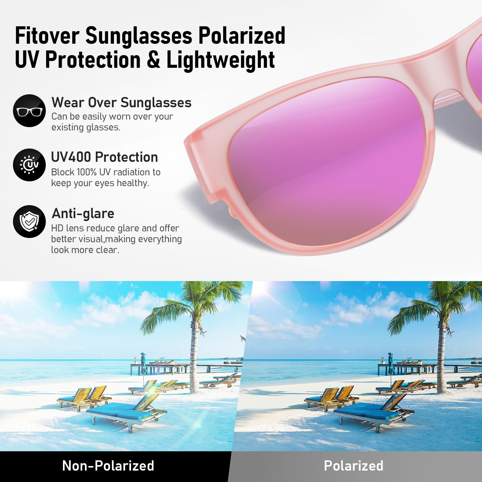 HAOLOTA Cat Eye Sunglasses for Women Polarized Sunglasses Wear Over Glasses SG0173