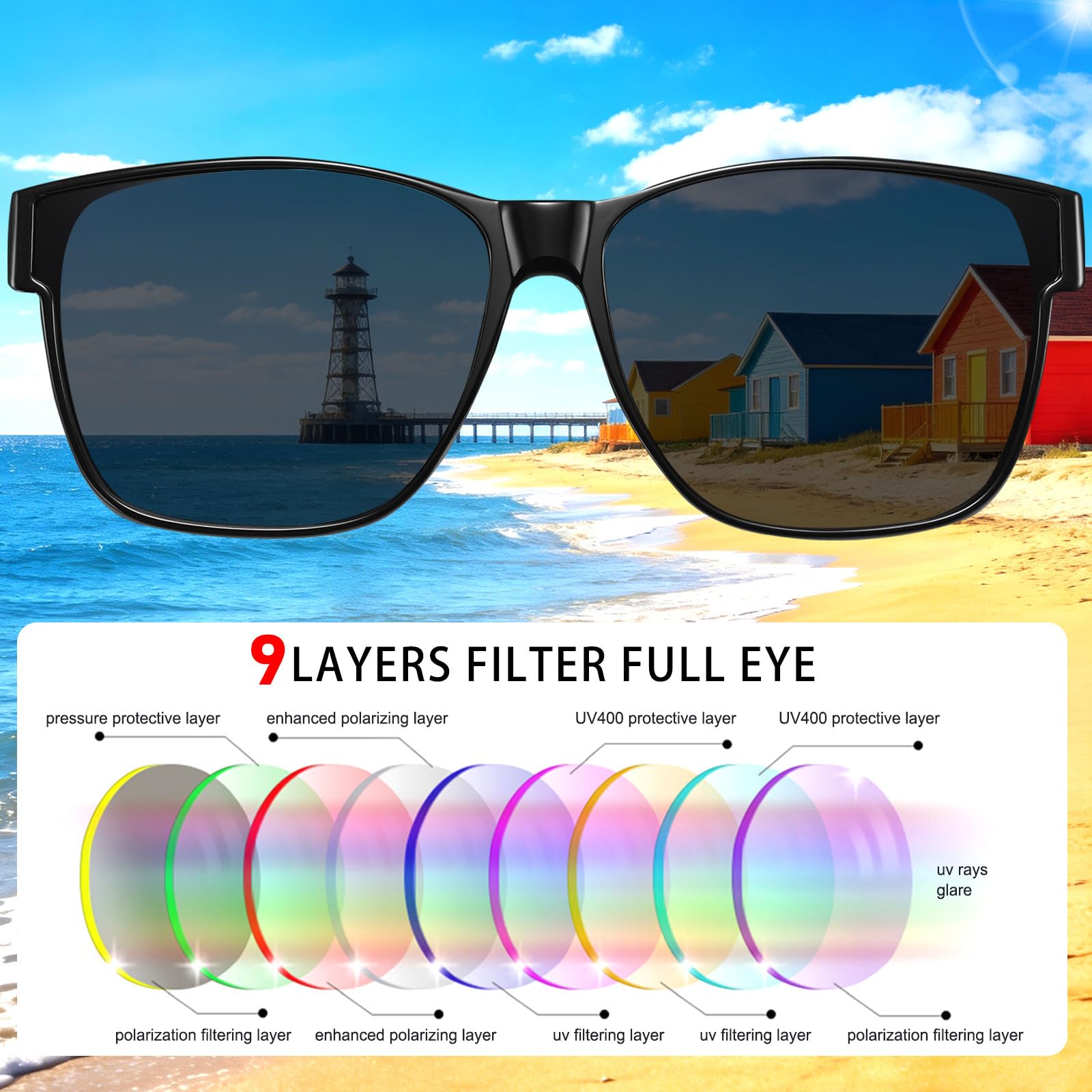 HAOLOTA Fit-Over Sunglasses-Polarized for Men Square Shades Oversized SG0174L