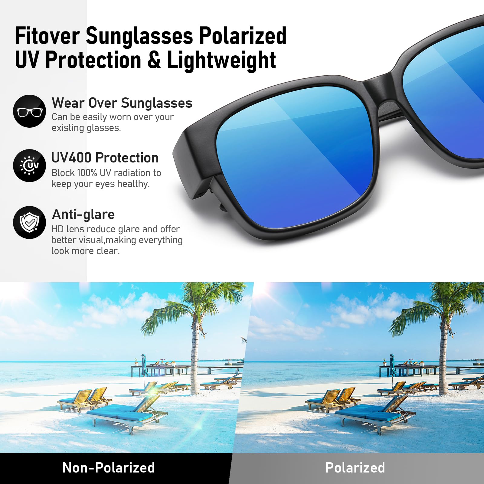 HAOLOTA 3pcs Polarized Fit Over Glasses Sunglasses Men Women UV400 Protection SG1824-3P