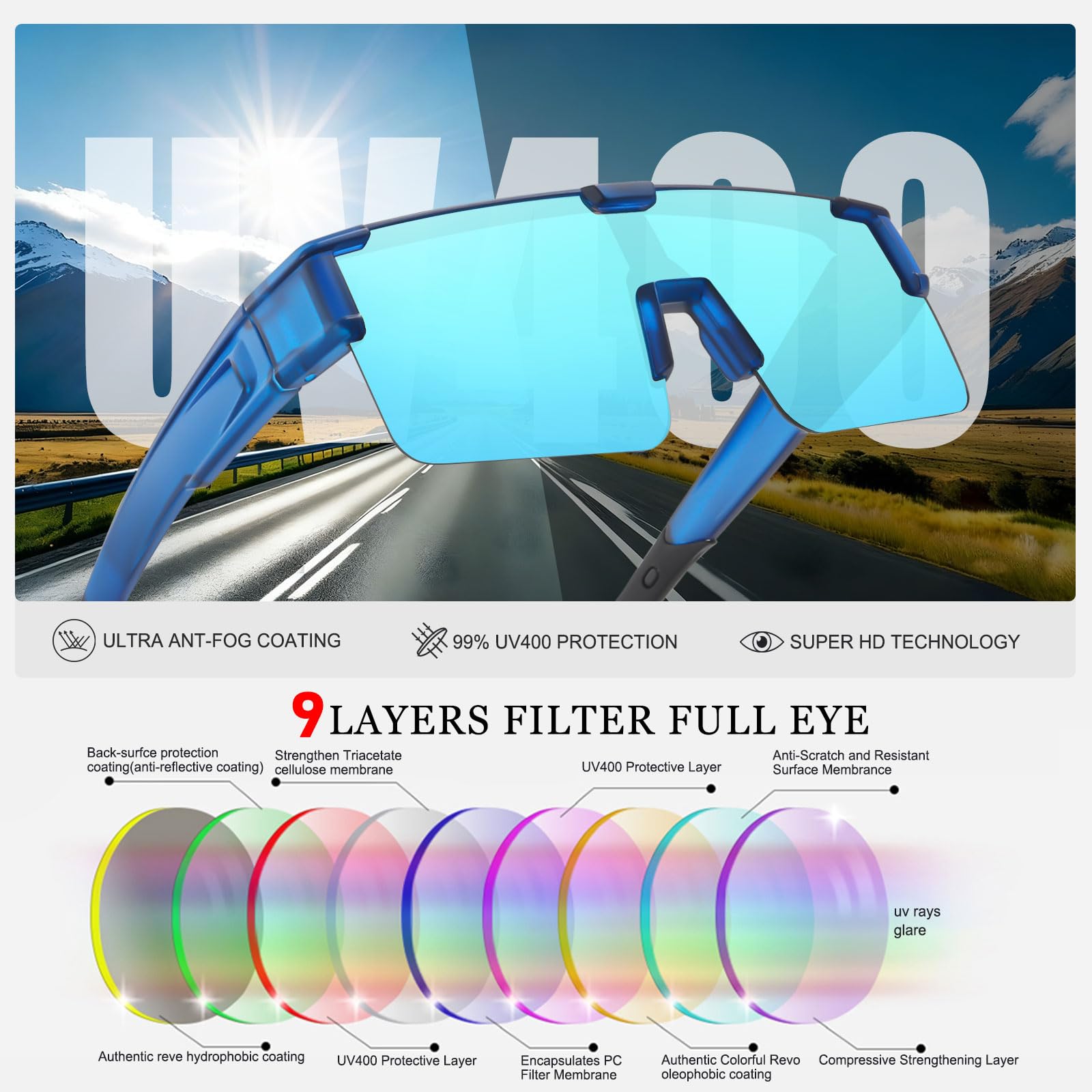 HAOLOTA Cycling Sunglasses Over Glasses for Men Outdoors UV Protection SG0191