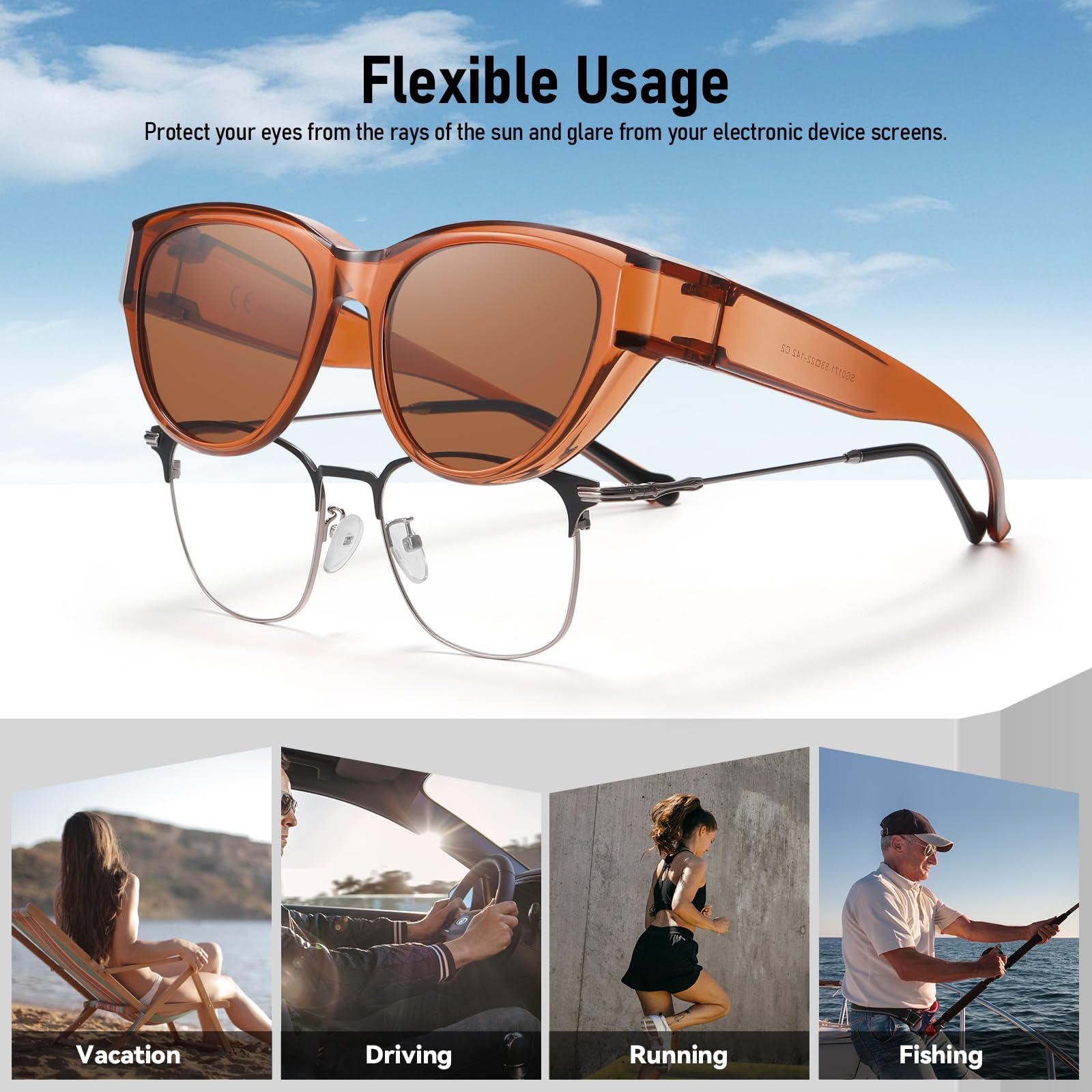 HAOLOTA Polarized Fit Over Sunglasses for Women Cat Eye for Prescription Glasses SG0171