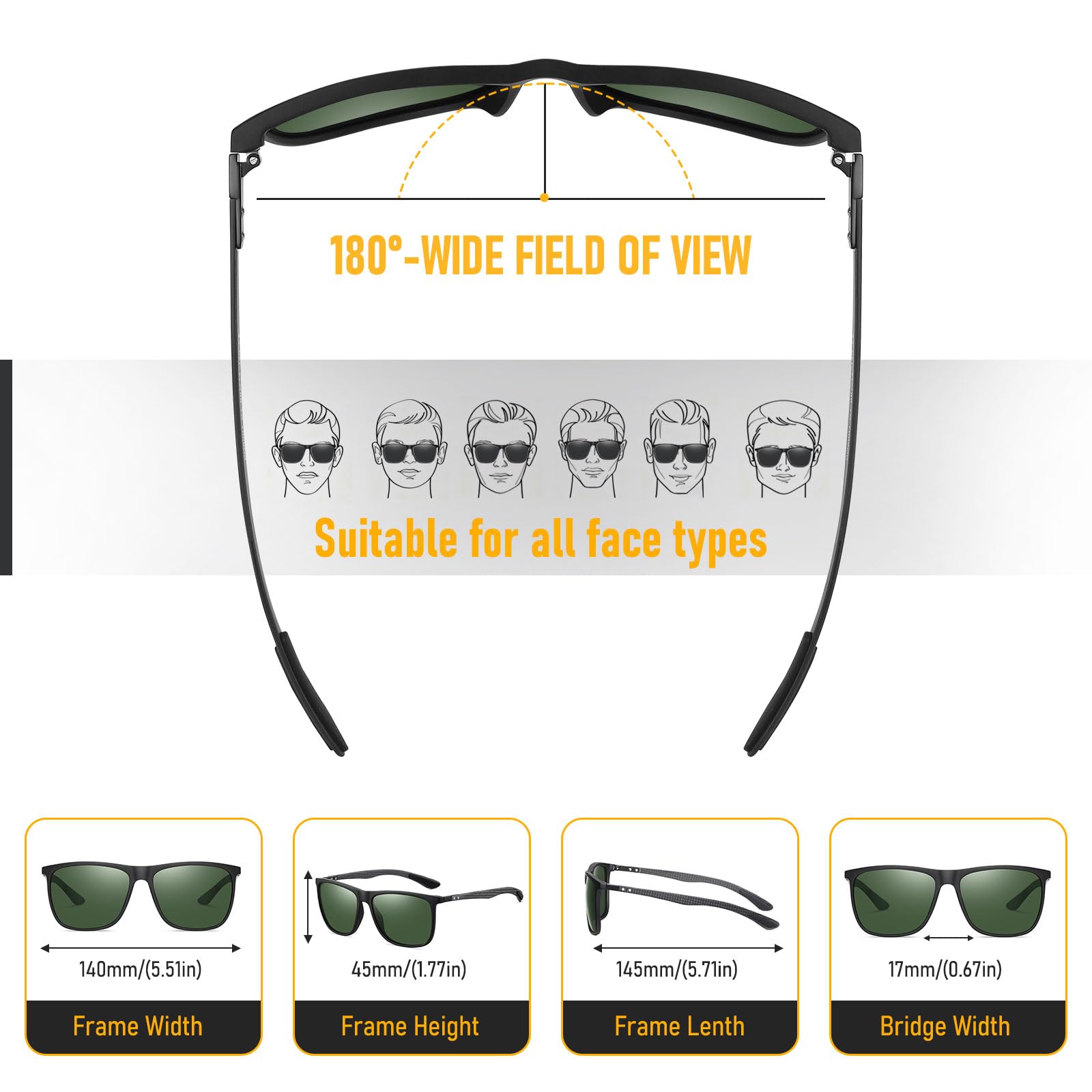 HAOLOTA Polarized Sunglasses for Men Ultralight Carbon Fiber UV400 Protection SG8001