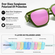 HAOLOTA Fit-Over Sunglasses for Women Men Square Shapes UV Protection SG0512